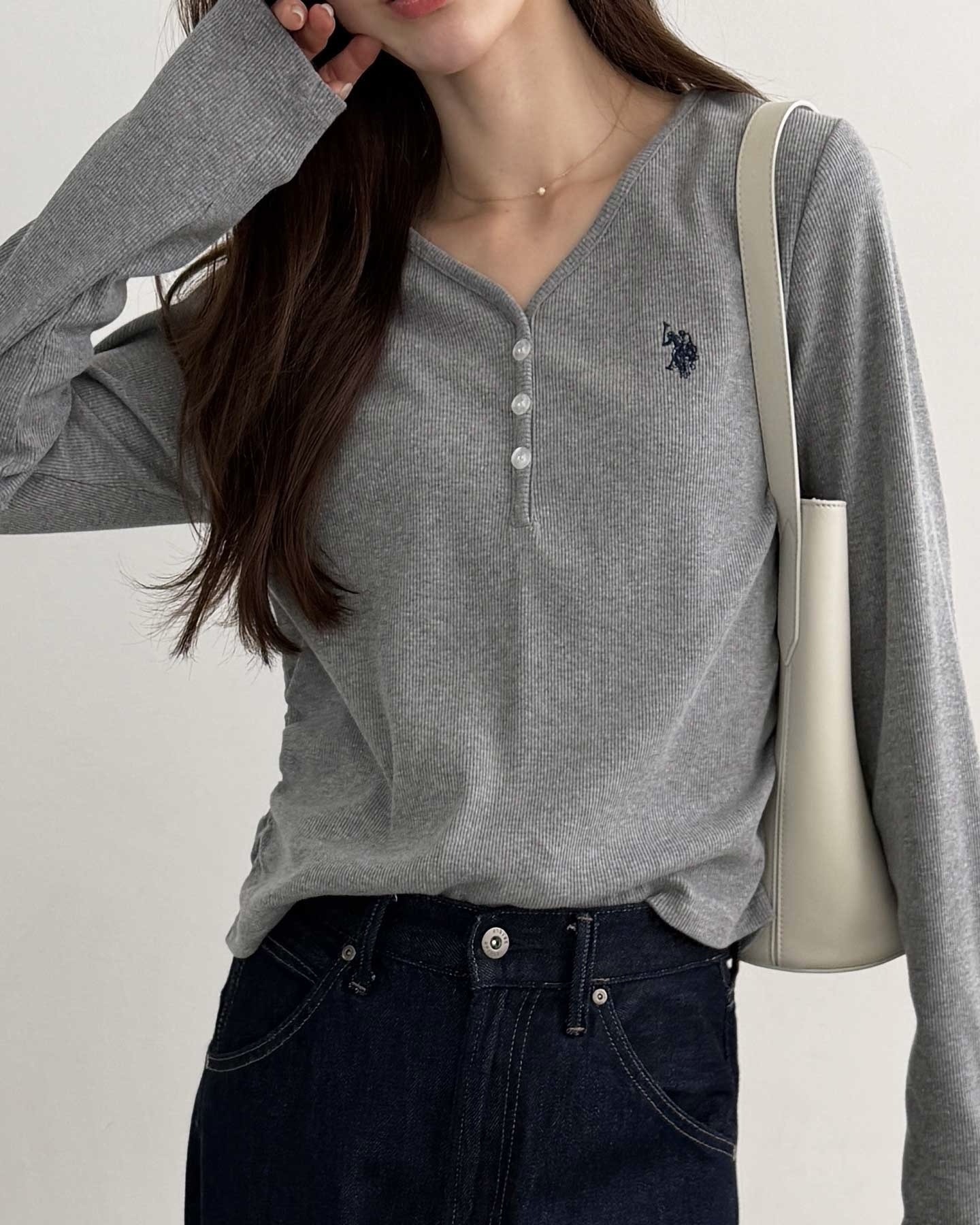日本 GeeRA x U.S. POLO ASSN. V領 亨利 羅紋 長袖 五色