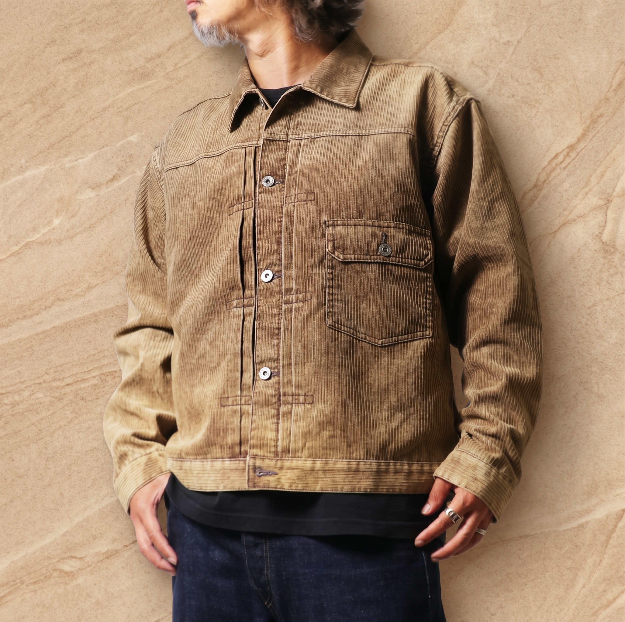 HOUSTON TYPE1 WASHED CORDUROY JACKET / Brown