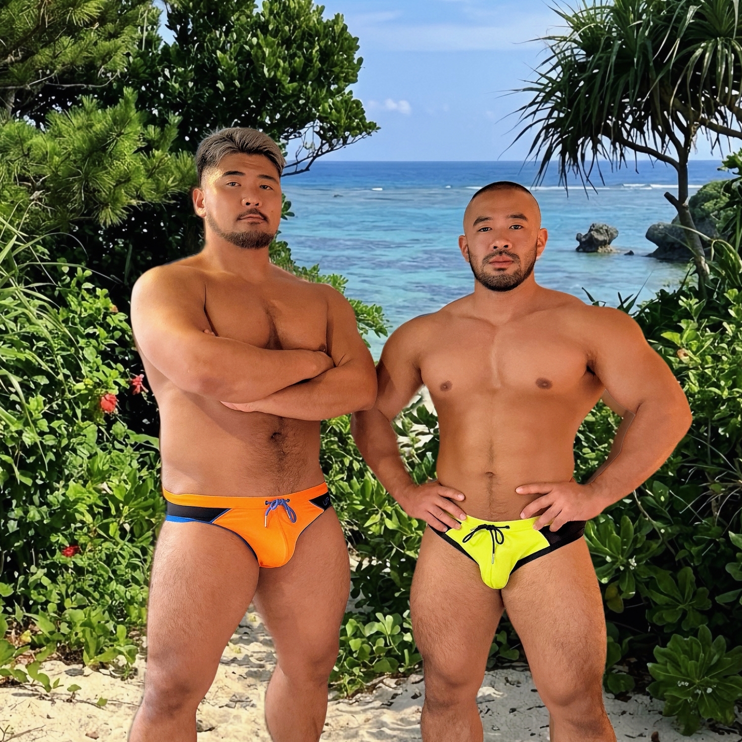 2027 全新系列 - UP For Fun Swim 透視三角泳褲 螢光青/透視黑