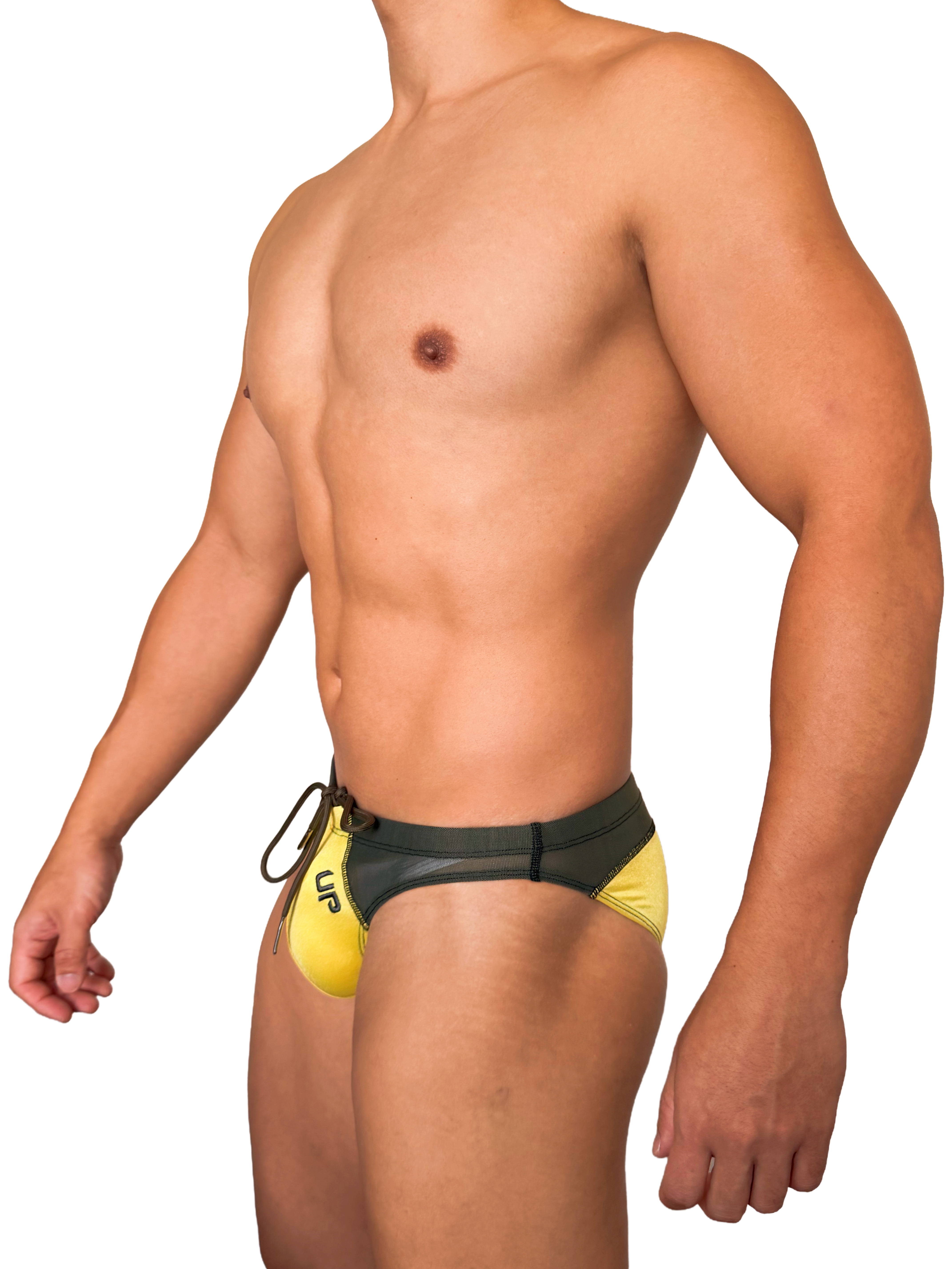2027 全新系列 - UP For Fun Swim Mini 迷你透視三角泳褲 黃/透視軍綠