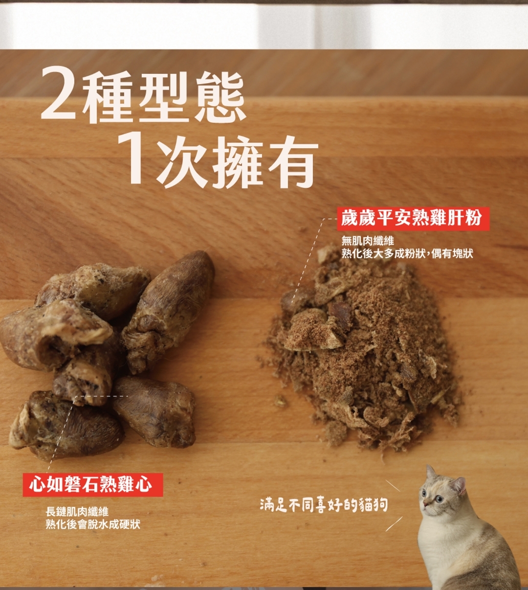 熟雞心凍乾熟雞肝凍乾粉兩種型態一次擁有