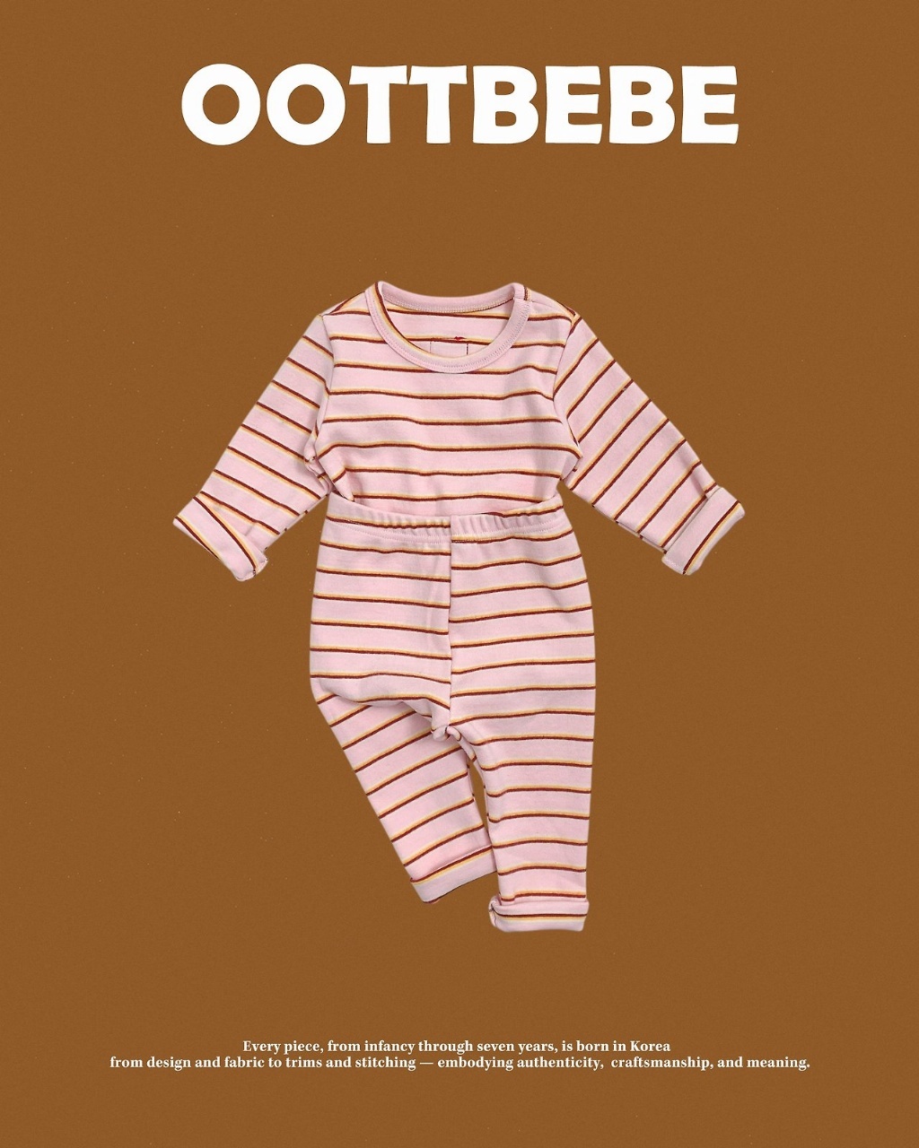 正韓冬Oottbebe 兩色小熊布標條紋家居服