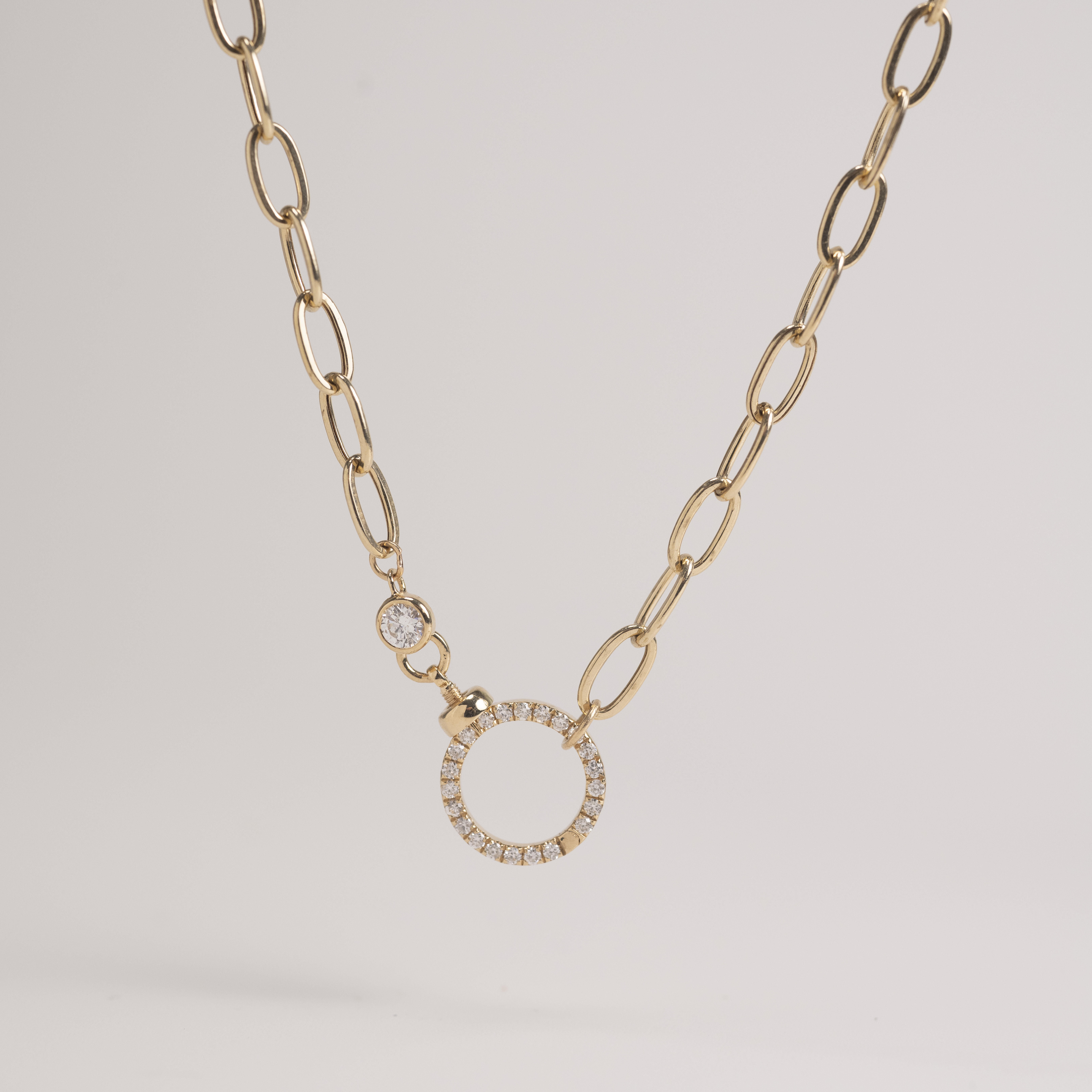 18K Circle Cable Chain Diamond Necklace