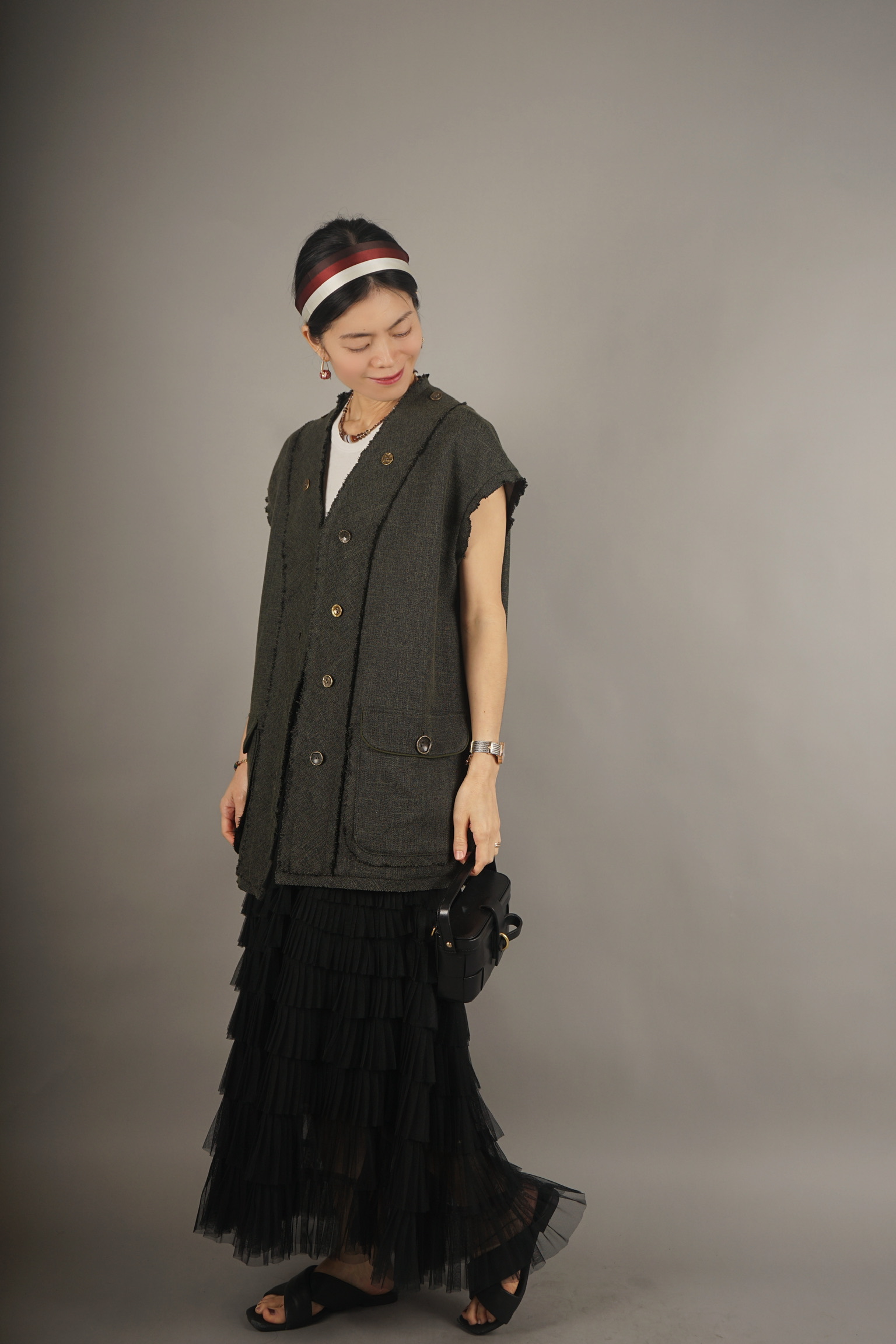COLE COOL Frill Heather vest