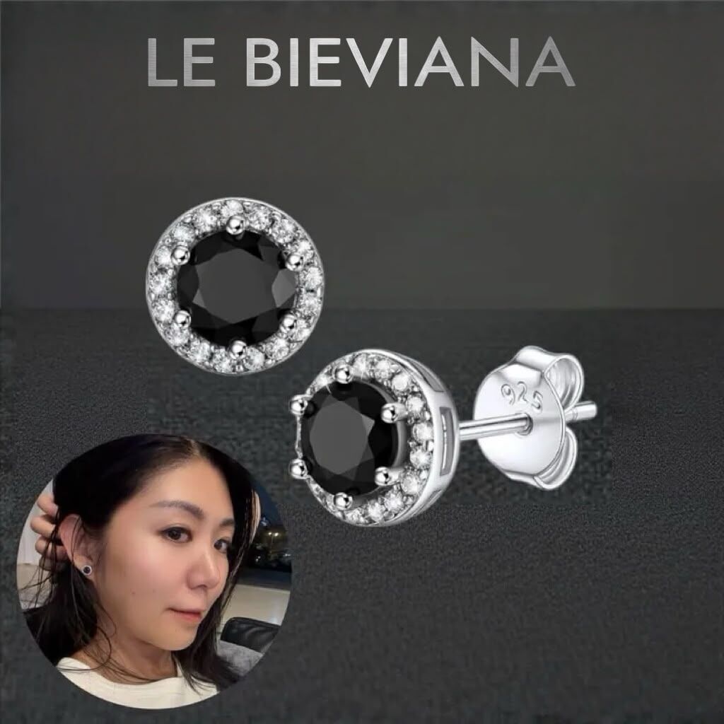 （黑色）925純銀共2卡莫桑耳環 Z607🔸LE BIEVIANA GRA 認證 D grade