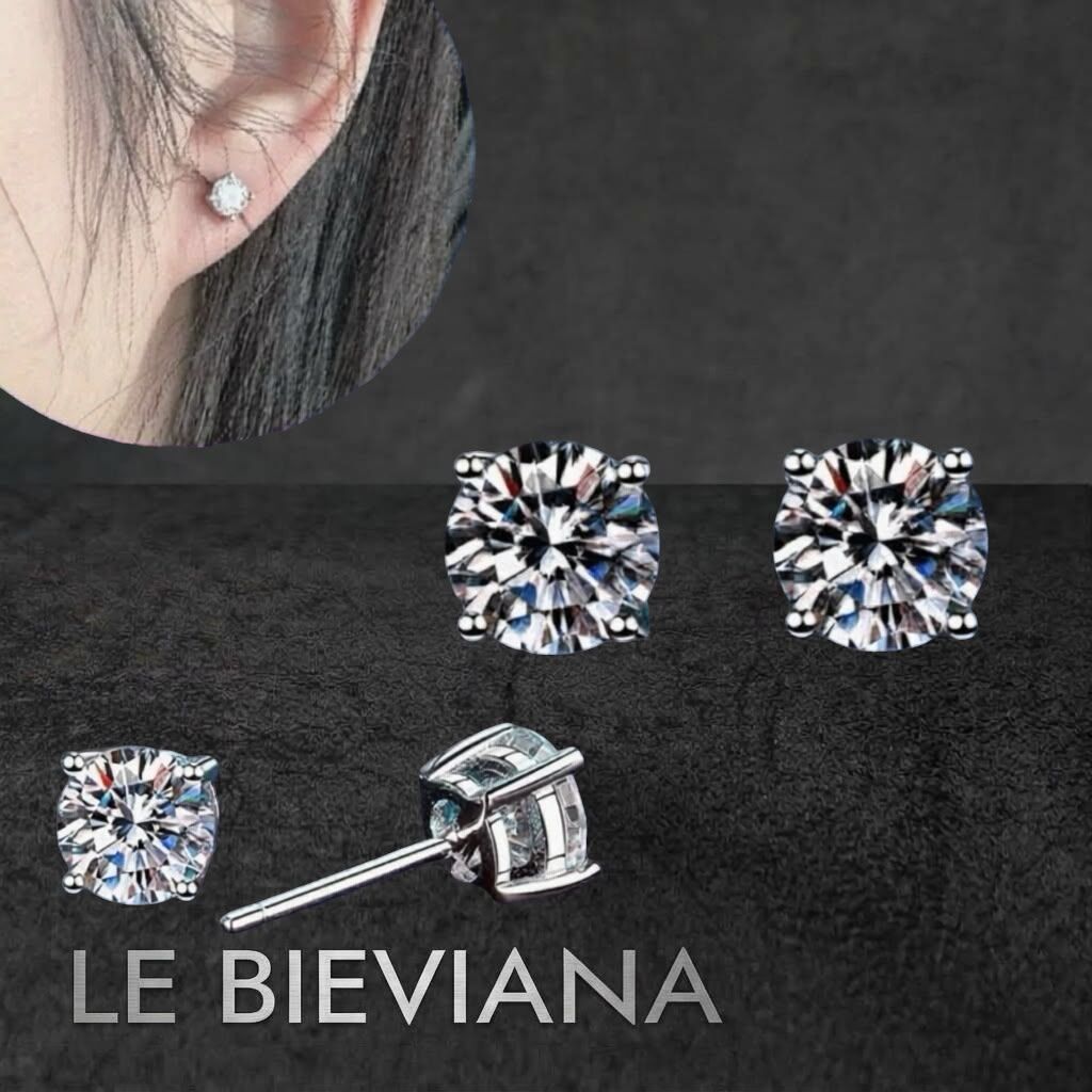 Z043 925 純銀共1卡/ 2 卡莫桑石耳環🔸LE BIEVIANA GRA 認證 D grade (7-10日寄出)