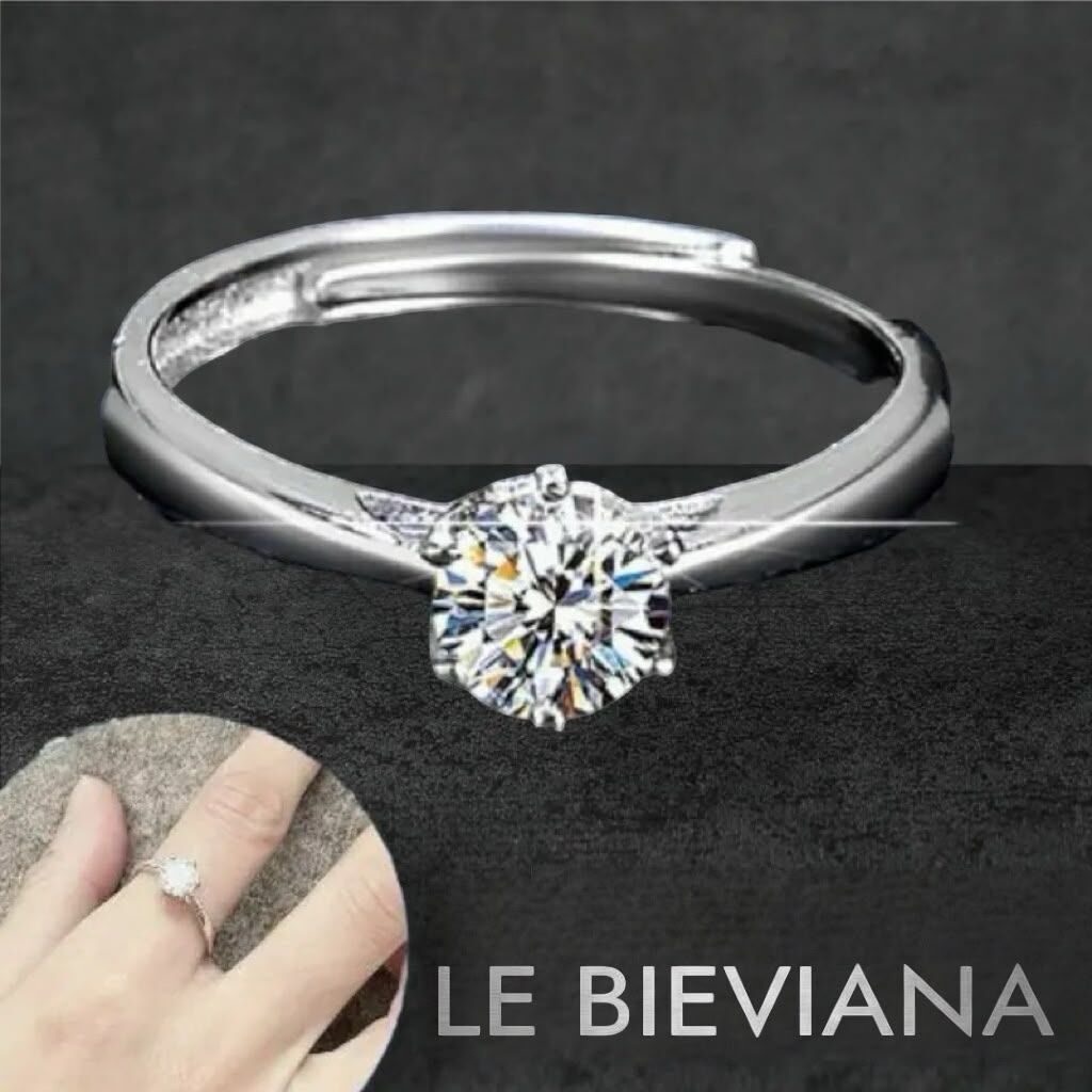 A88(M037)925鍍金純銀1卡莫桑鑽單石戒指 開口戒🔸LE BIEVIANA GRA 認證 D grade (7-10日寄出)