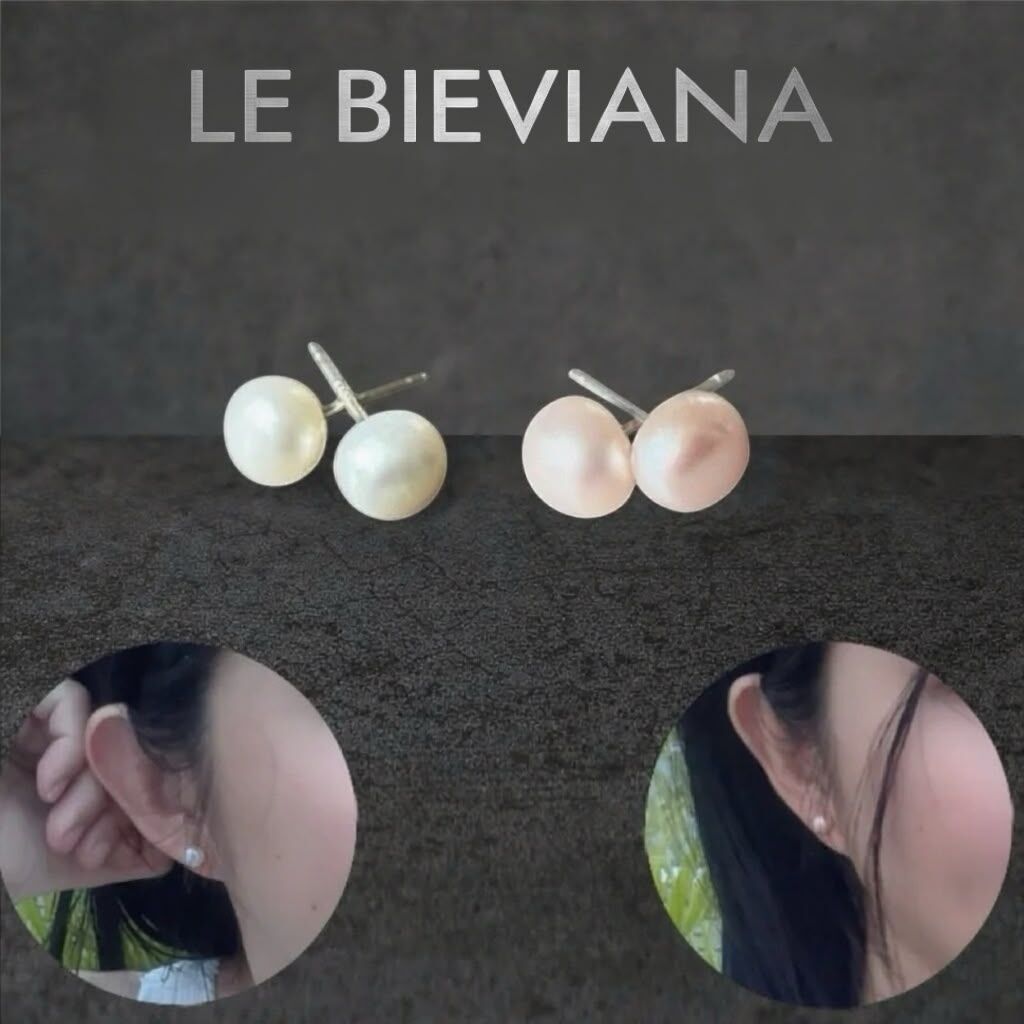 （2 對 顏色各一）S925 純銀配珍珠耳環Z147🔸LE BIEVIANA GRA