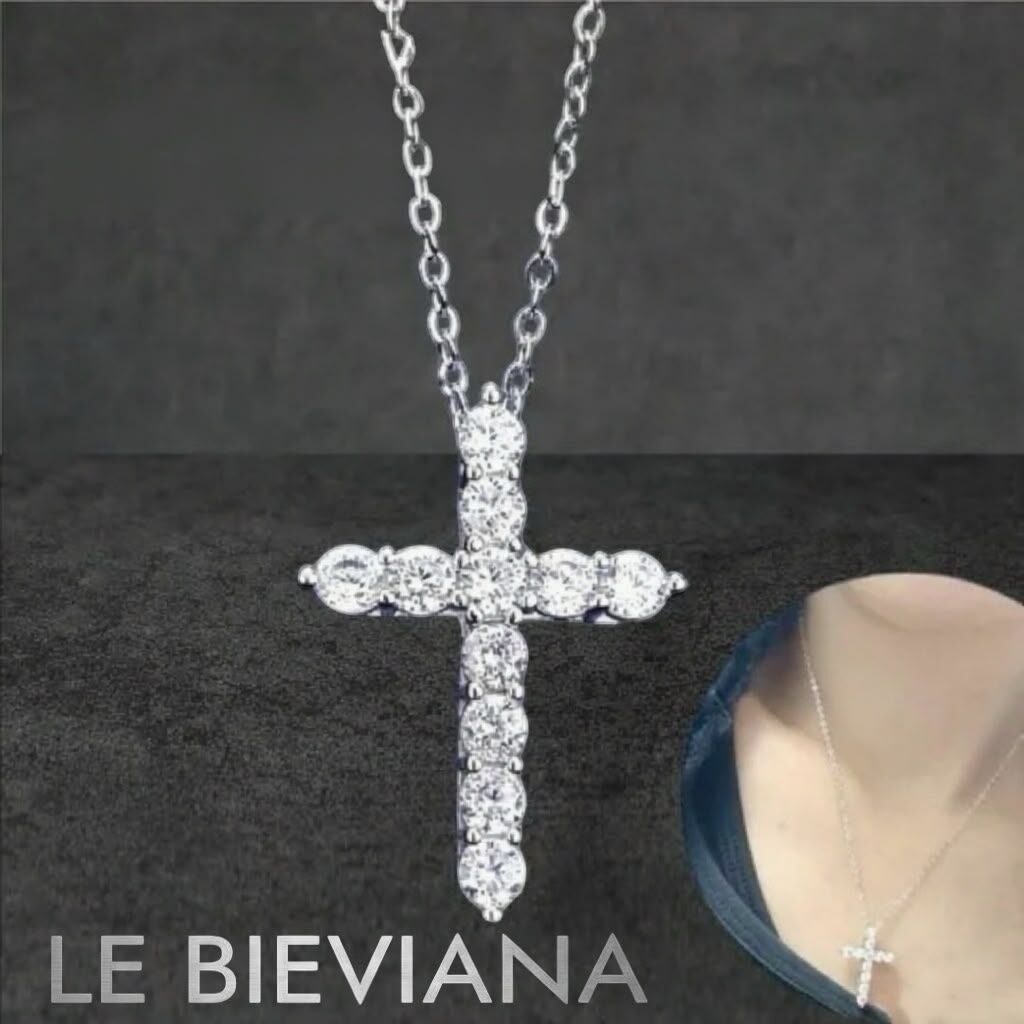 A5 925純銀1 卡 十字架莫桑鑽項鍊🔸LE BIEVIANA GRA 認證 D grade (7-10日寄出)