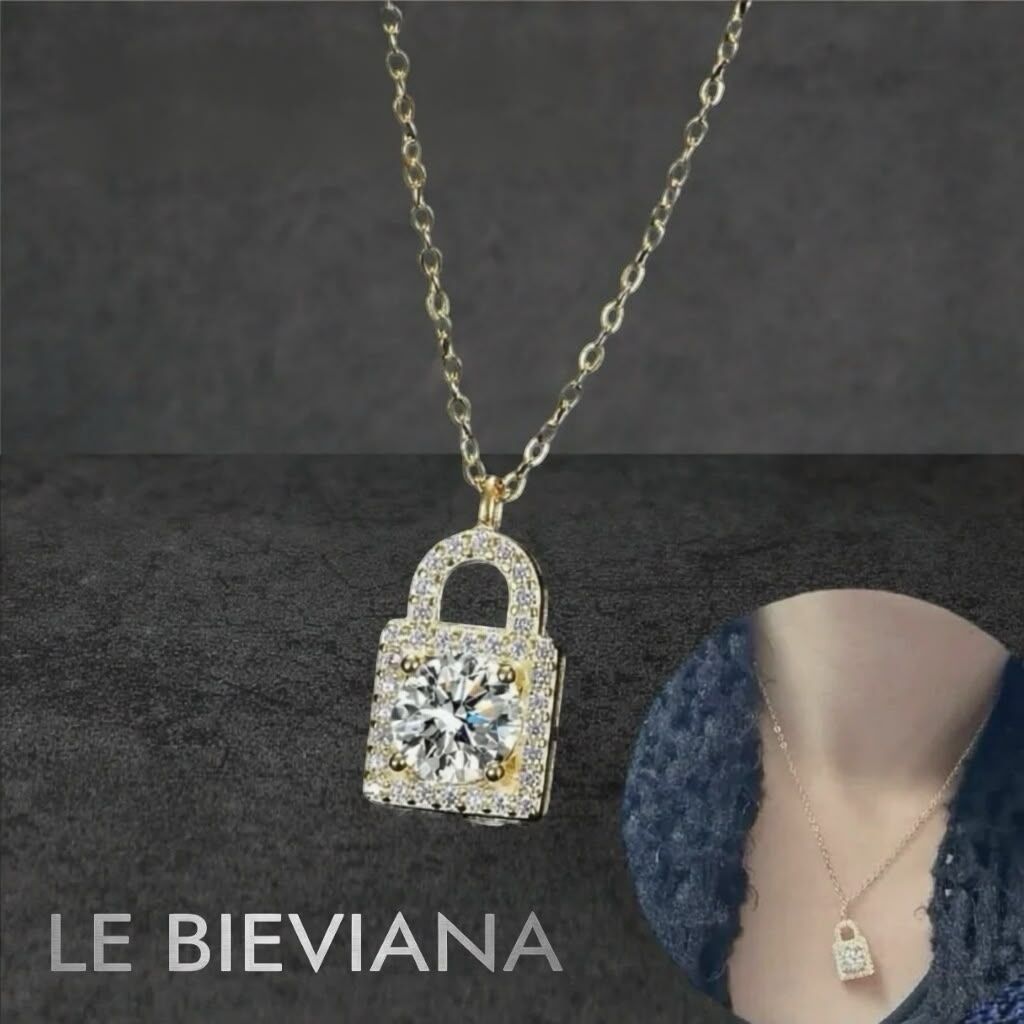A23  (J128) 18K 1卡 莫桑鑽鎖頭項鍊🔸LE BIEVIANA GRA 認證 D grade (7-10日寄出)