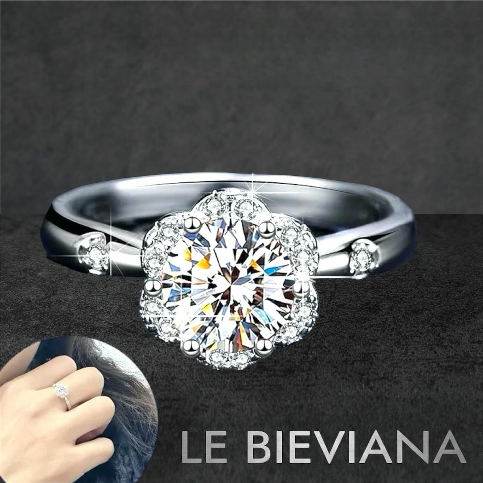 A18 925純銀 1 卡花形莫桑石戒指🔸LE BIEVIANA GRA 認證 D grade (7-10日寄出)