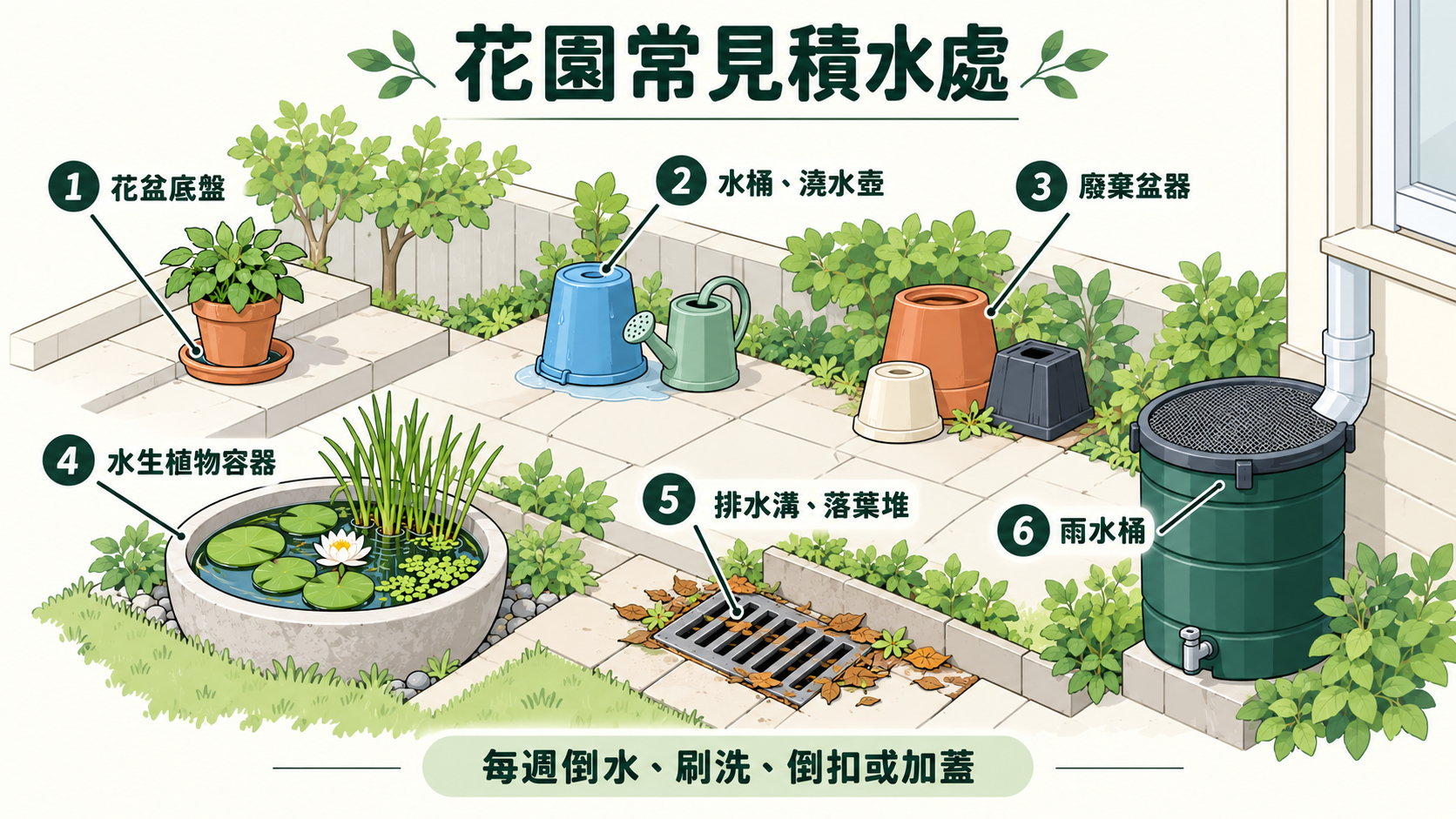 花園常見積水處:6大蚊蟲孳生地與防治重點