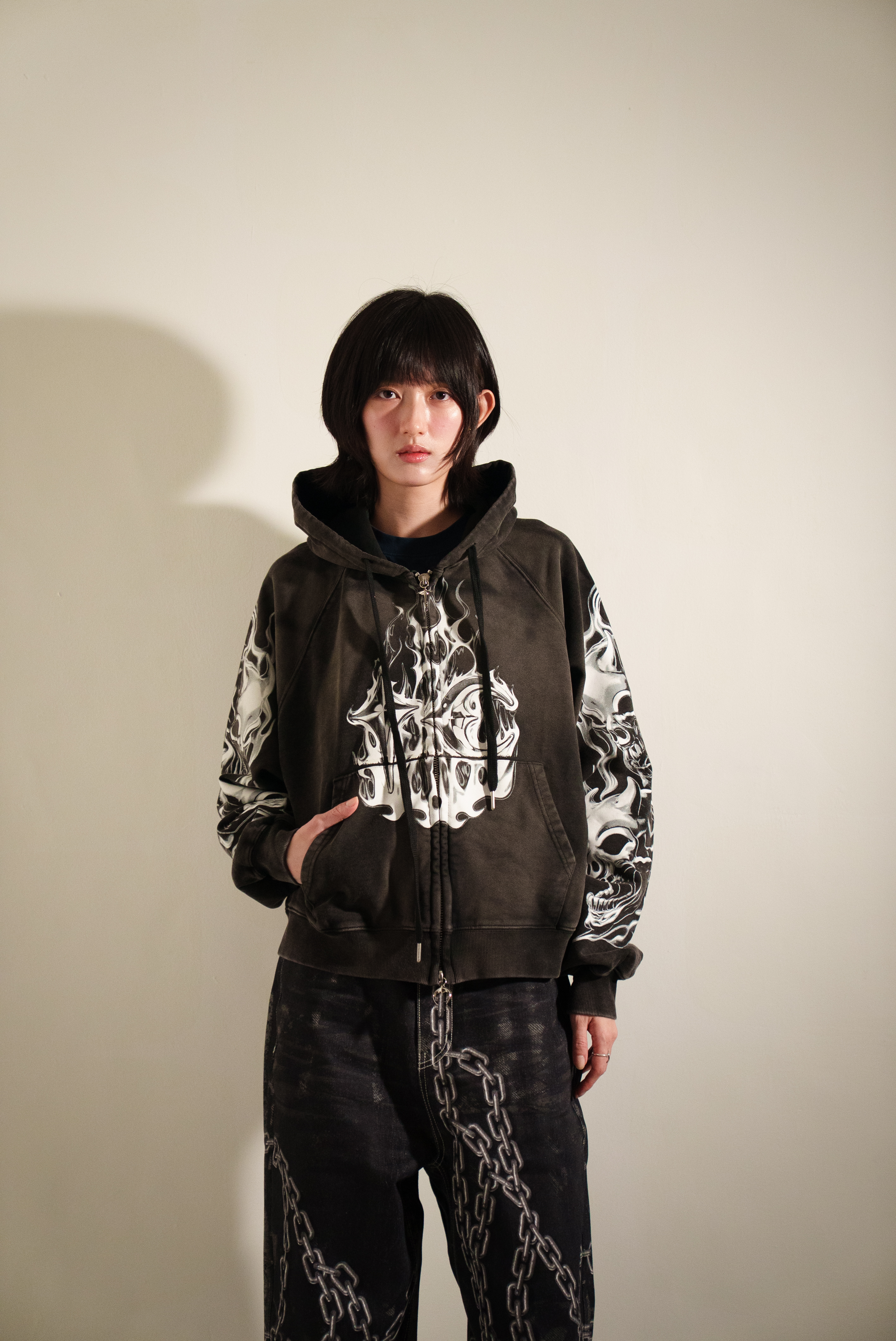 【Focus Store】現貨 Thug Club Six Riding Skull Zip-up Hoodie 連帽拉鏈外套 黑色