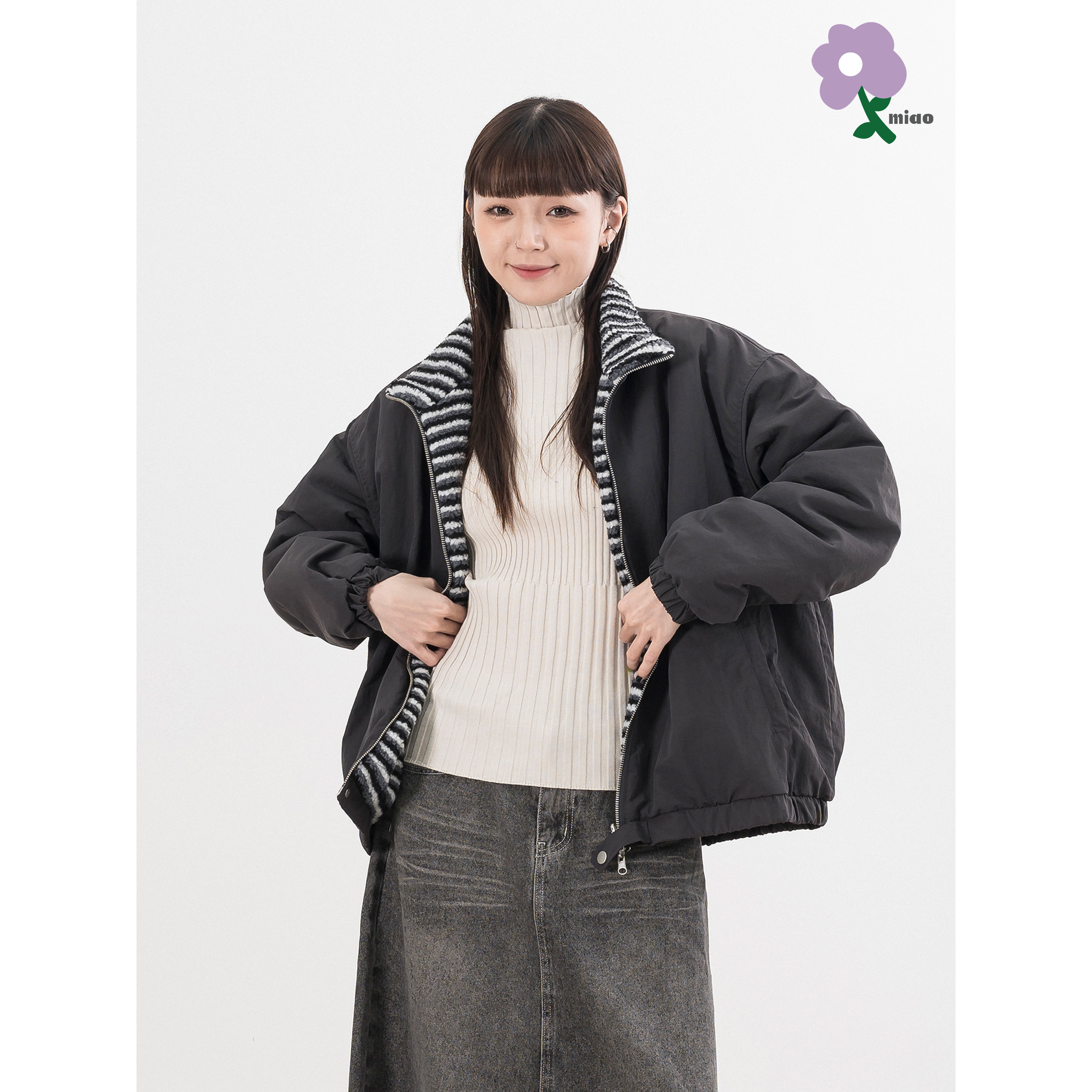 MIAO Reversible Stand Collar Jacket 雙面穿 保暖 立領外套 [M-J68]