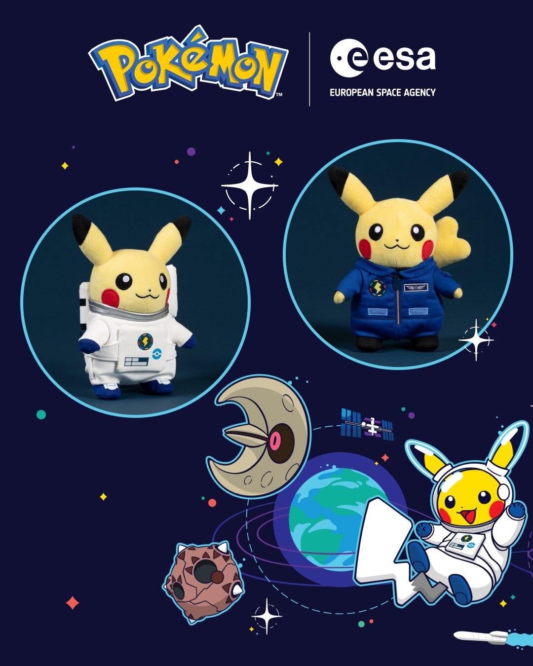 【國外限定】POKÉMON ESA: ASTRONAUT PIKACHU (MALE/FEMALE) PLUSH 寶可夢 太空人 皮卡丘 毛絨玩偶 神奇寶貝 娃娃