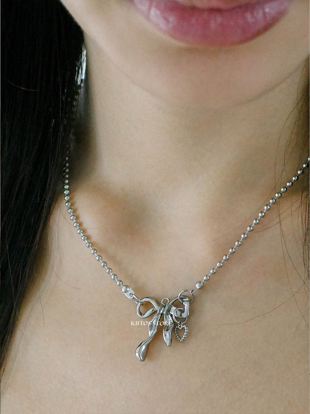 【現貨】韓國代購 OFUSE ribbon heart choker 緞帶 蝴蝶結 愛心 頸鍊 鎖骨鍊
