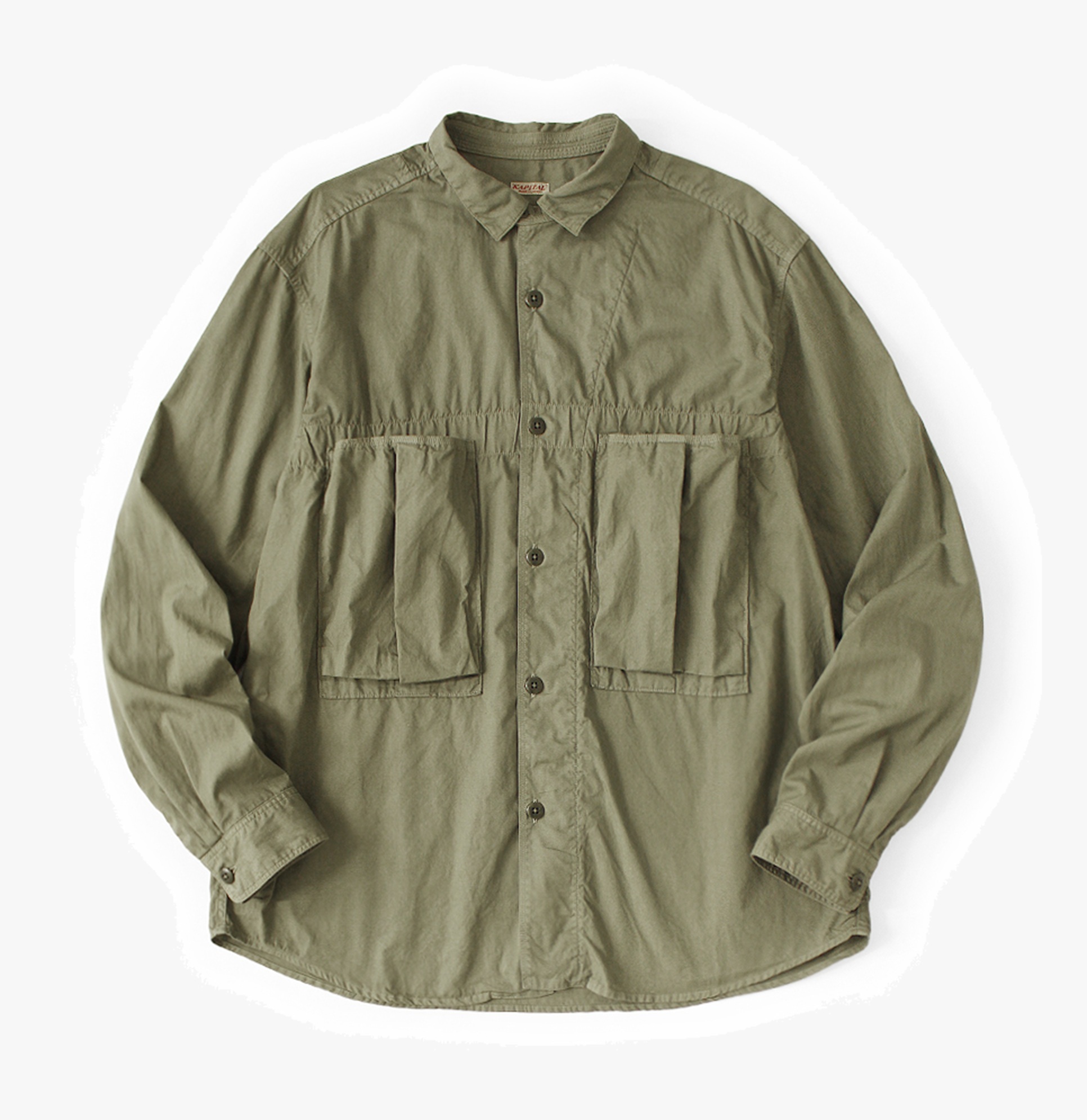 KAPITAL キャピタル 長袖カットソー ブラウン　ショールカラー　綿100% KAPITAL SHIRT (L/S)