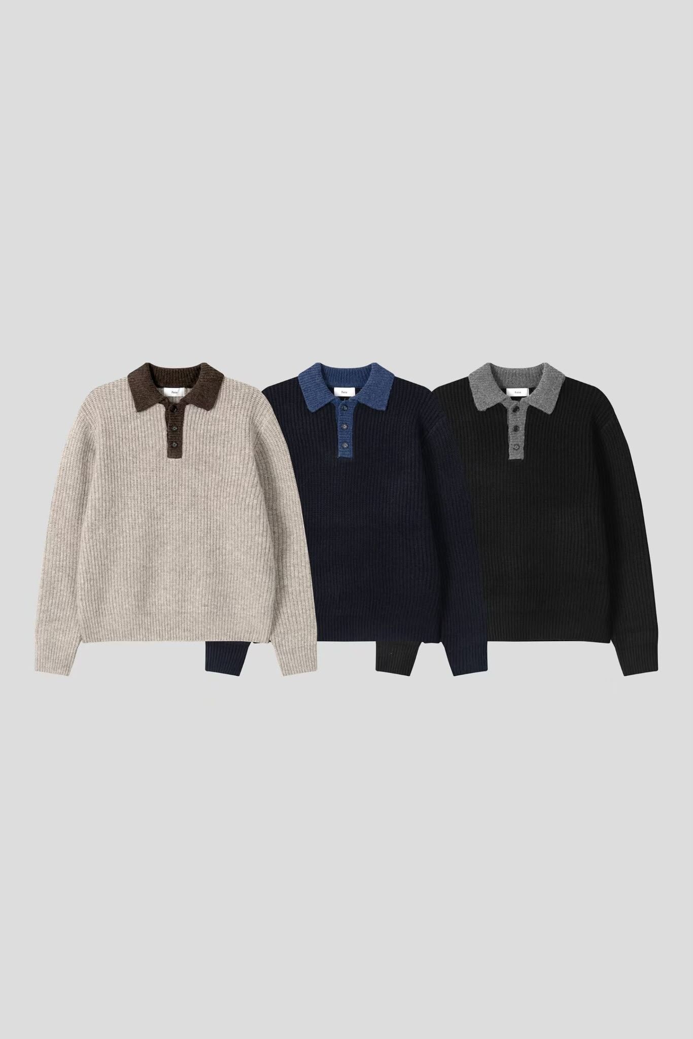 拼色Polo針織衫 Patin-018T