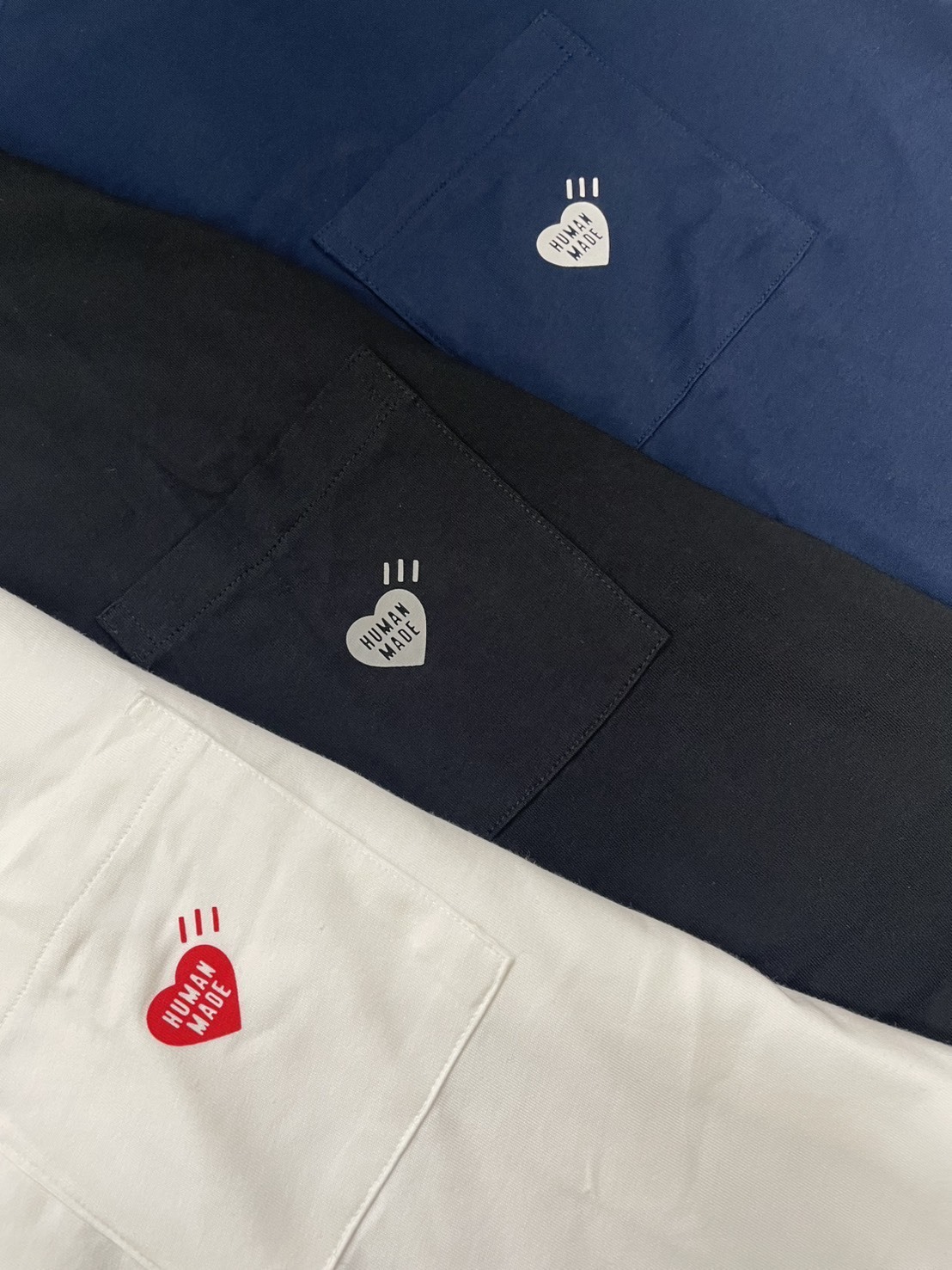 【OWN】HUMAN MADE 短袖 上衣 口袋 愛心 素TEE 休閒 服飾 日本 限定 人類製造 男女通用 黑色 灰色 深藍 白色