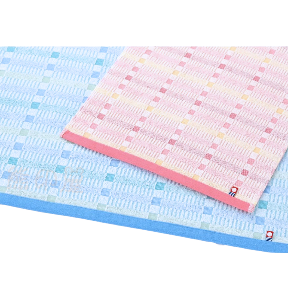 日本製今治100%棉大浴巾毛巾 格子圖案(60×120cm) (粉)