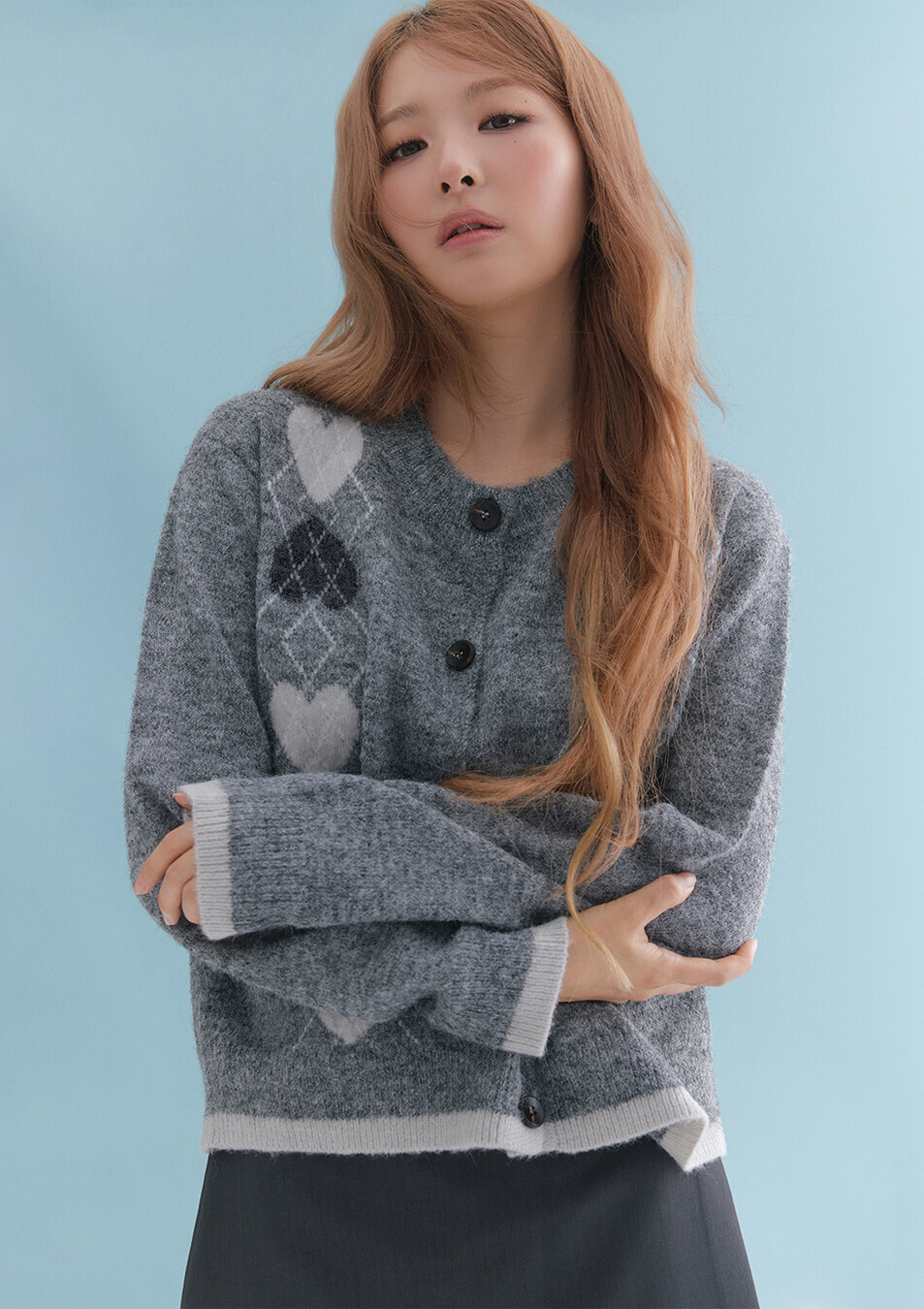 【入LIVECODE一件減至$358😱🔥！】【韓妹大愛品牌！北村旗艦總店封館🇰🇷】【MARIECLAIRE】[Seulgi's Pick] Heart Argyle Cardigan