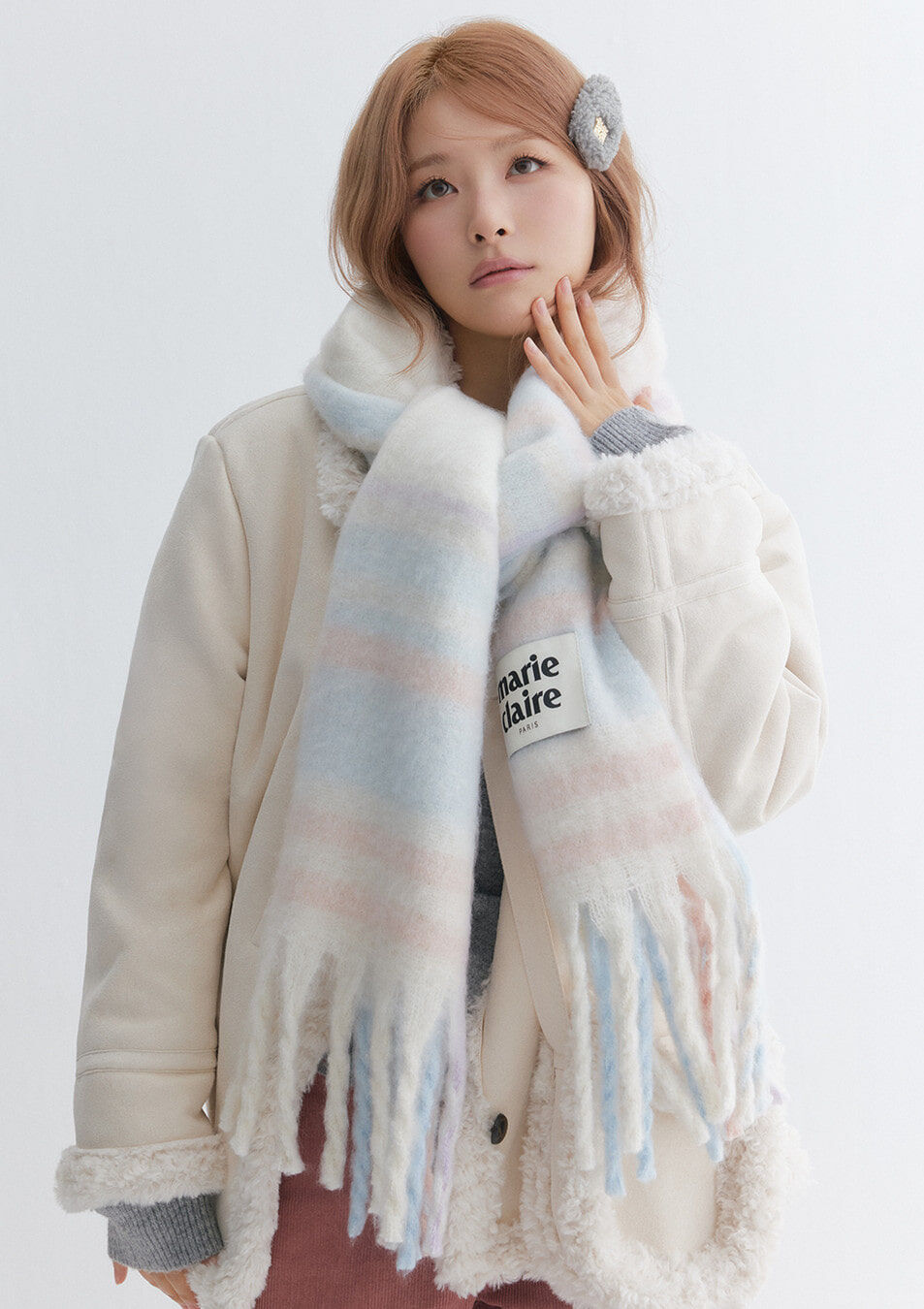 【韓妹大愛品牌！北村旗艦總店封館🇰🇷】【MARIECLAIRE】[Seulgi's Pick] Color Block Check Brush Knit Scarf