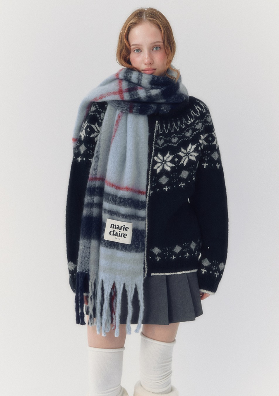 【韓妹大愛品牌！北村旗艦總店封館🇰🇷】【MARIECLAIRE】[Seulgi's Pick] Color Block Check Brush Knit Scarf