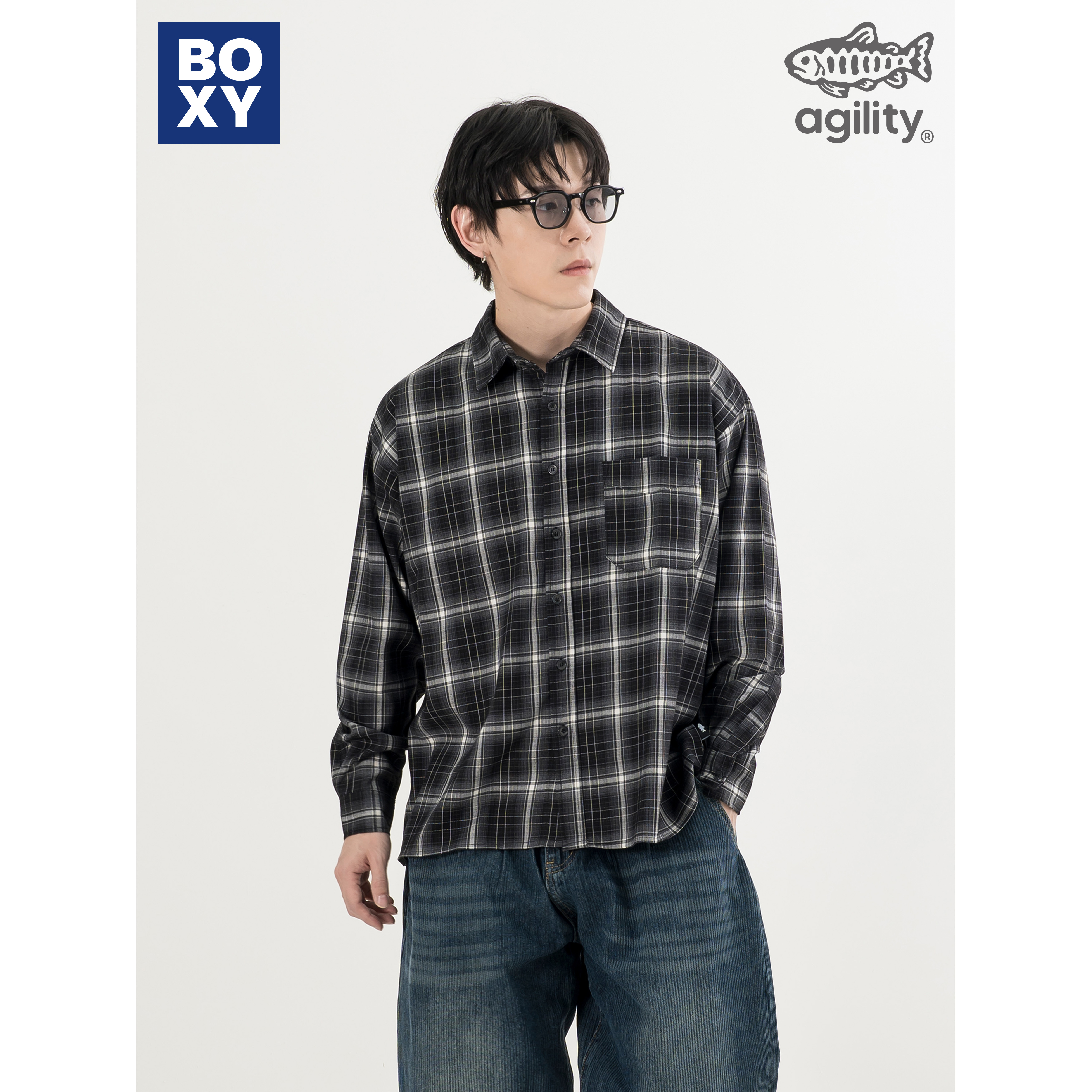 AGILITY Boxy Plaid LS Shirts 寬短 格紋 長袖襯衫 [SH-S00]