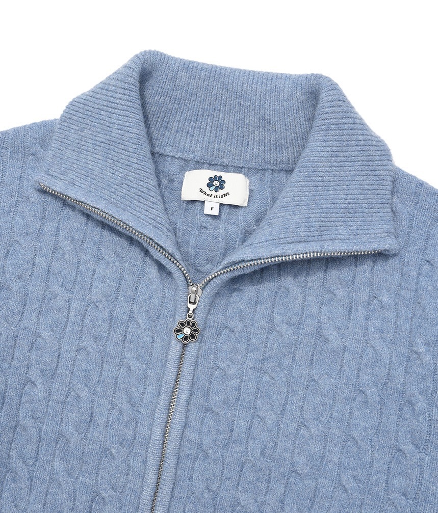 【隨時截單！限時優惠預訂】韓國WHAT IT ISN'T WOMEN CABLE ZIP-UP CARDIGAN（2色）