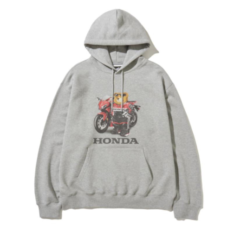 【代購】本田 HONDA PHYSICAL EDUCATION Racing Bear Hoodie Gray 賽車熊連帽衛衣 灰色