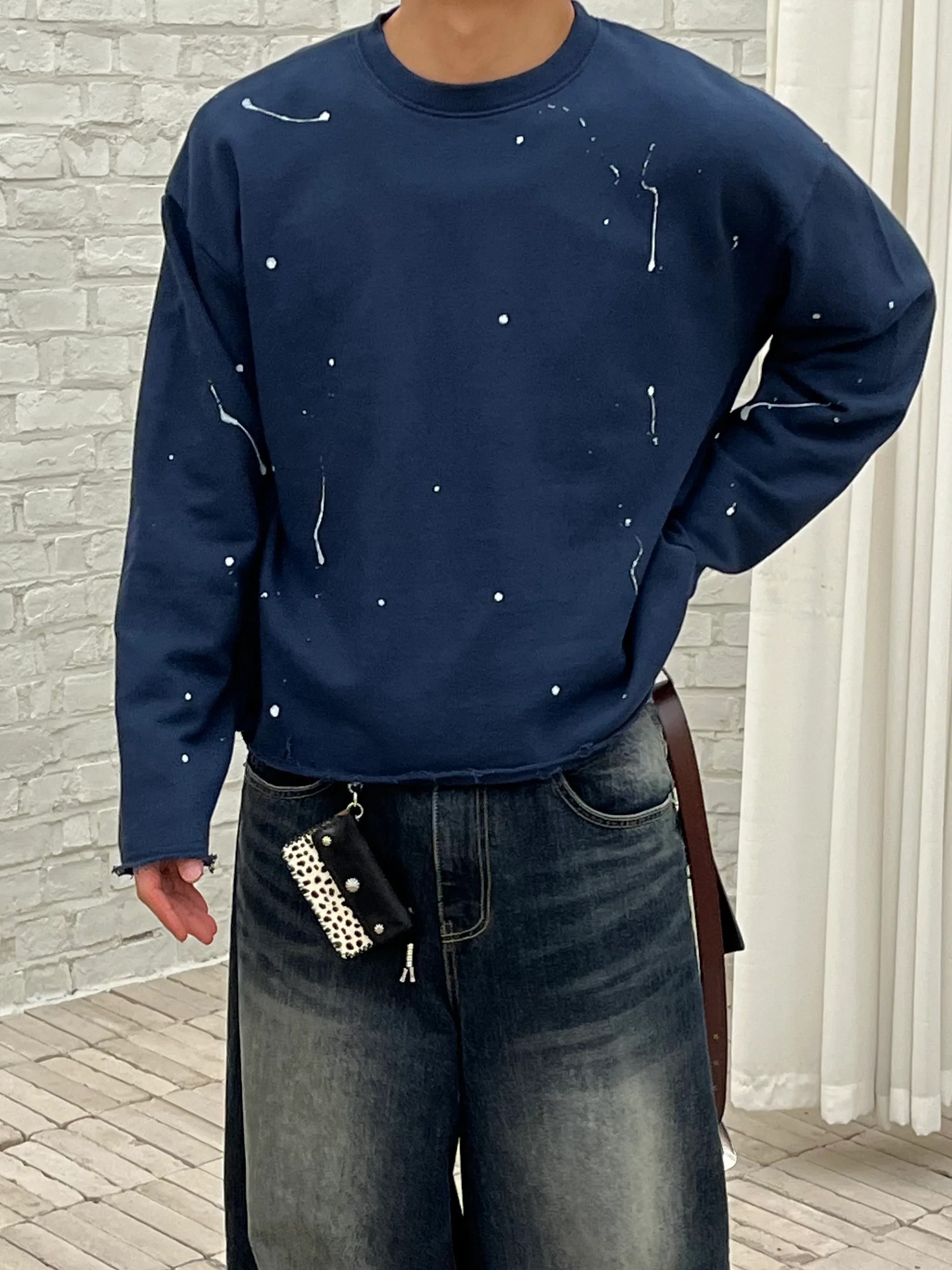 Paint-splatter cropped sweatshirt