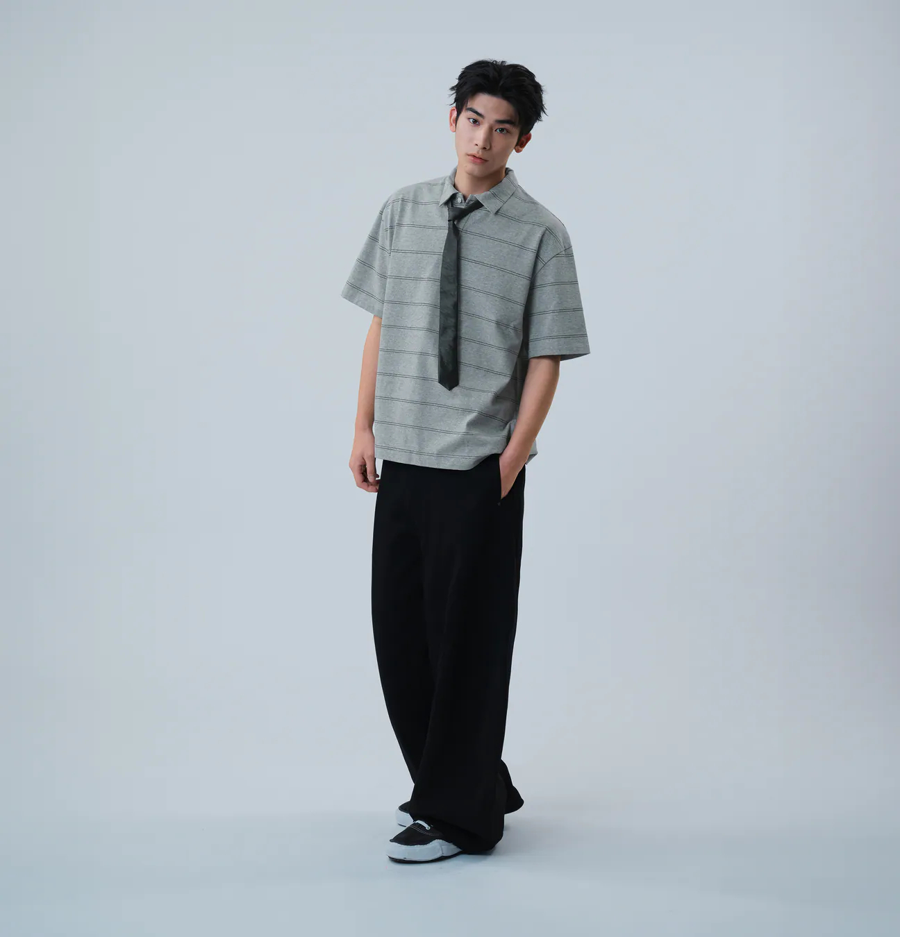 MELSIGN｜Dadcore Border Polo (Gray)