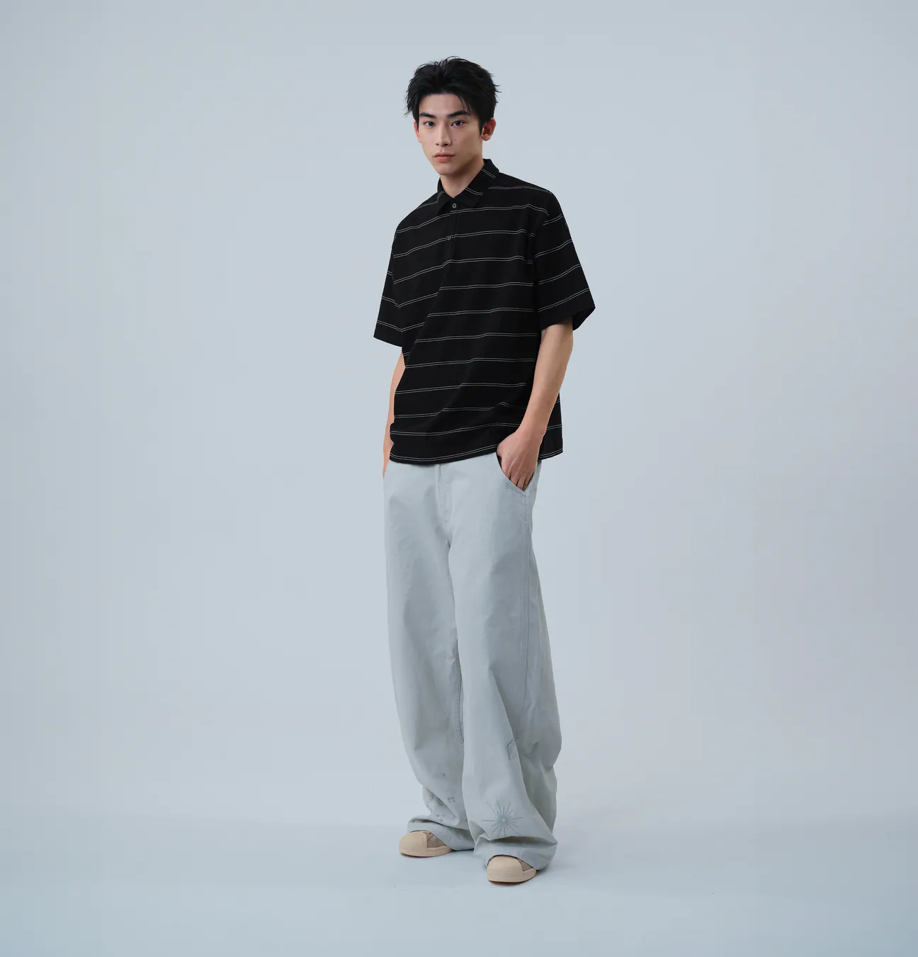 MELSIGN｜Dadcore Border Polo (Black)