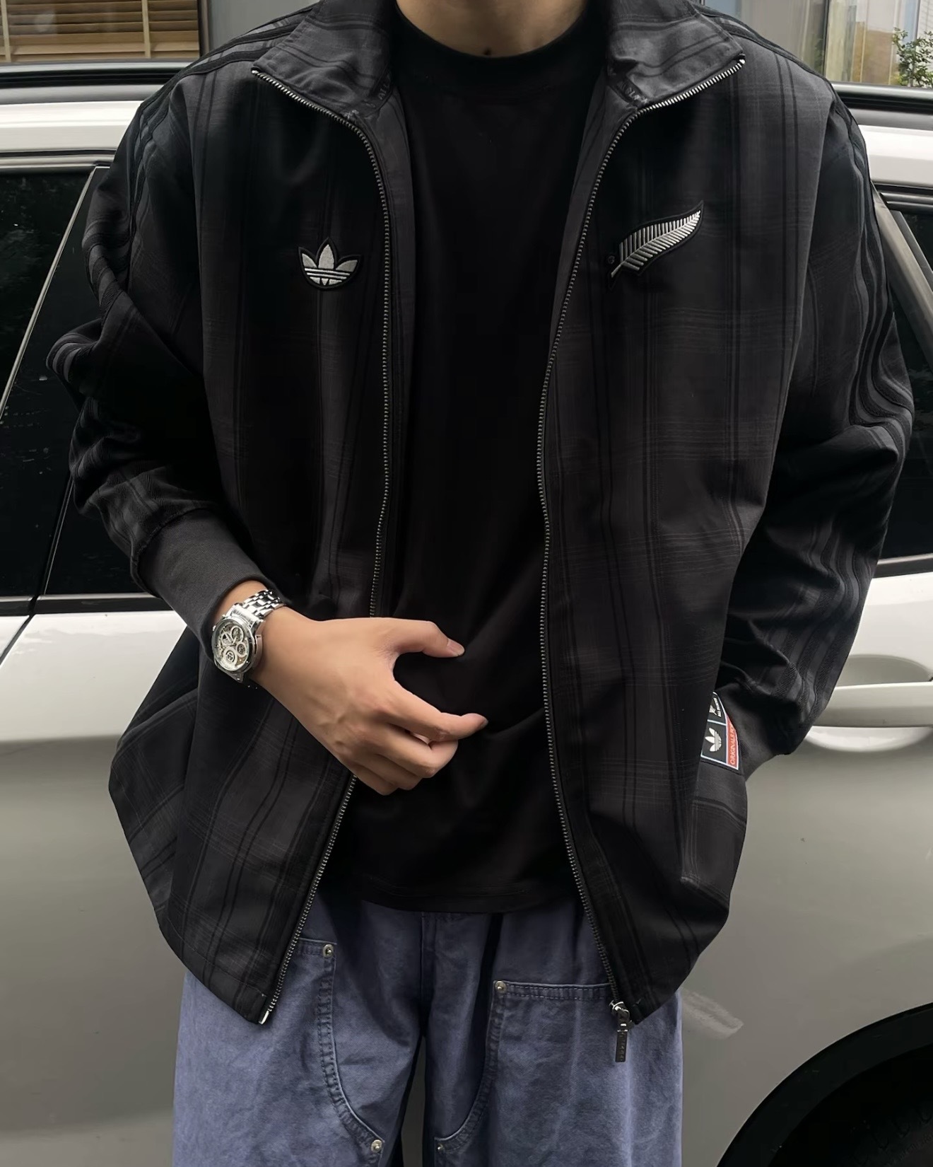 【預購】ADIDAS ORIGINALS FIREBIRD ALL BLACKS PLAID TRACK TOP 碳黑色 KG4633