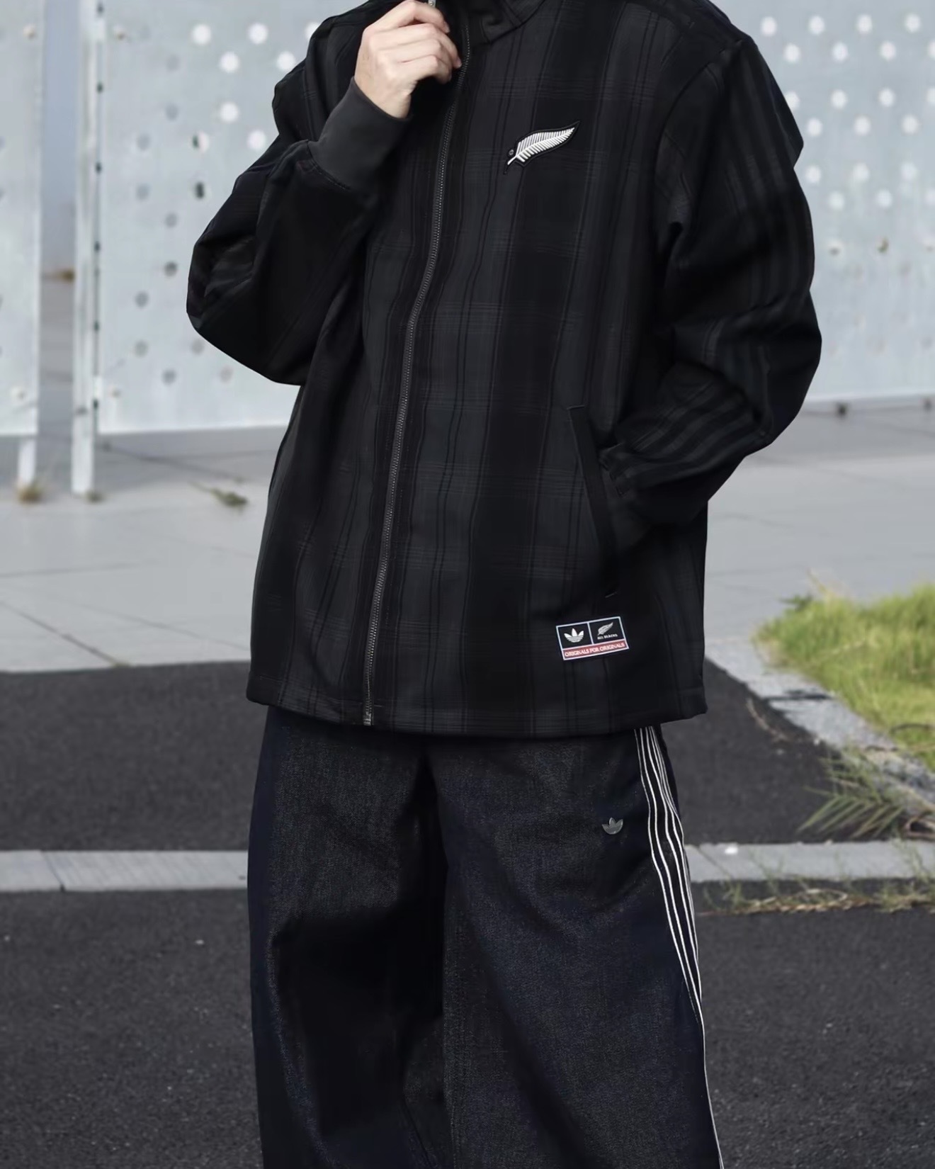 【預購】ADIDAS ORIGINALS FIREBIRD ALL BLACKS PLAID TRACK TOP 碳黑色 KG4633