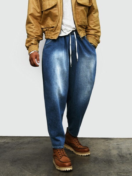 Retro denim balloon pants