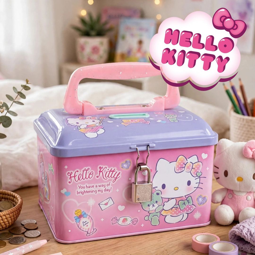 Hello Kitty Sanrio| 手挽鐵錢箱 錢罌