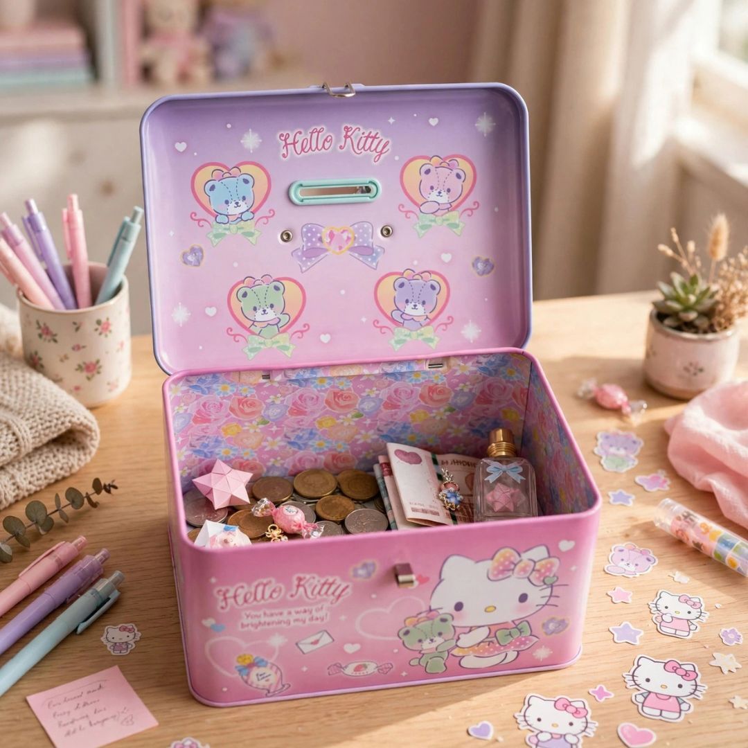 Hello Kitty Sanrio| 手挽鐵錢箱 錢罌