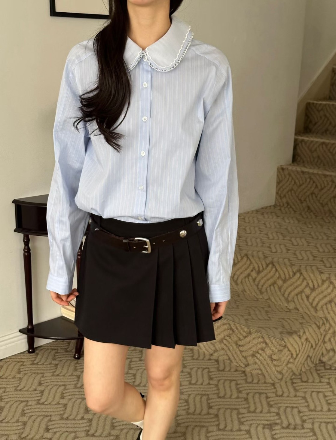 白紗領襯衫