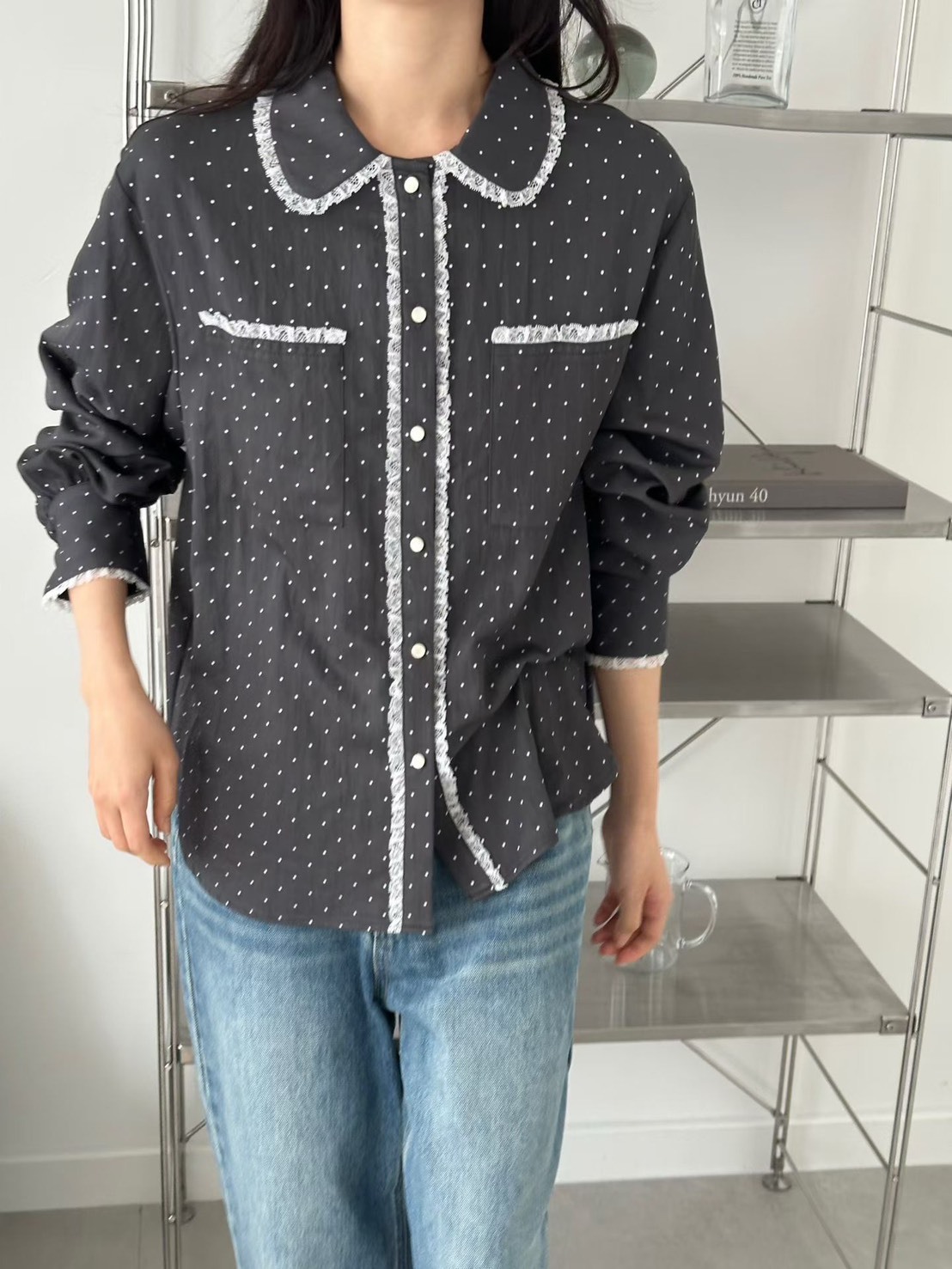 點點滾紗邊襯衫