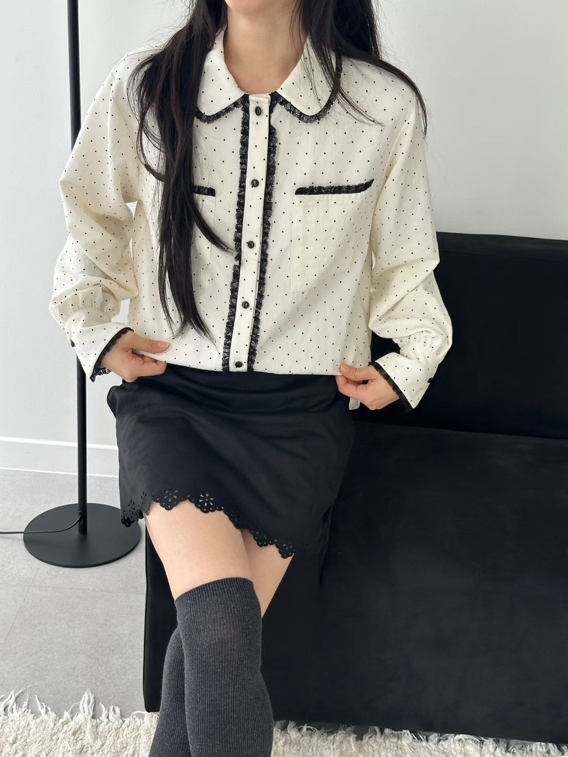 點點滾紗邊襯衫