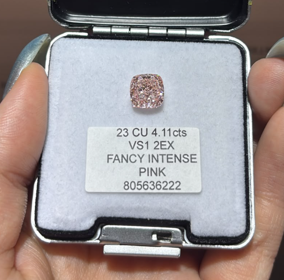 JA261005-K185-C 23-粿石-CU-23 CU 4.11cts VS1 2EX FANCY INTENSE PINK 805636222(已包IGI證書)