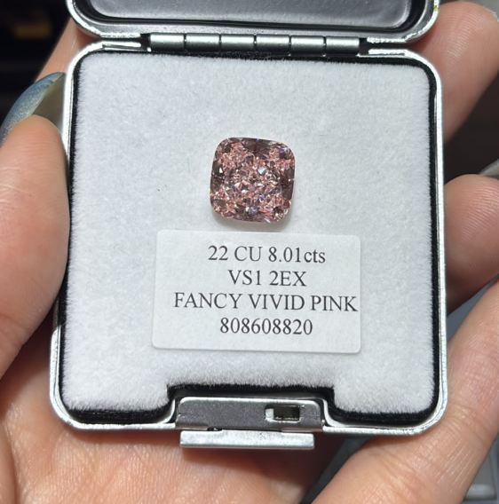 JA261005-K192-C 22-粿石-CU-22 CU 8.01cts VS1 2EX FANCY VIVID PINK 808608820(已包IGI證書)