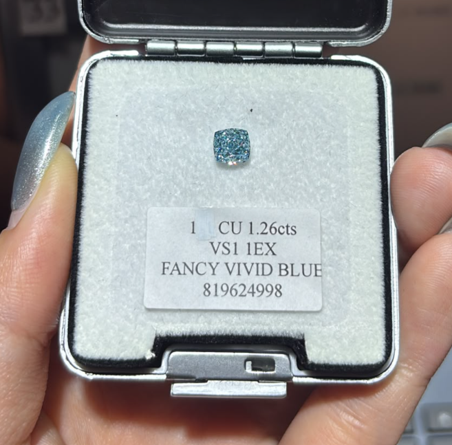 JA261005-K190-C 1-粿石-CU-1 CU 1.26cts VS1 1EX FANCY VIVID BLUE 819624998(已包IGI證書)