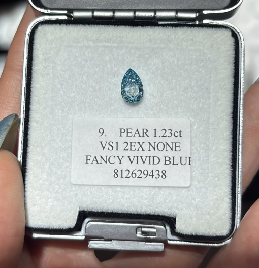 JA261005-K173-C 9-粿石-水滴-9. PEAR 1.23ct VS1 2EX NONE FANCY VIVID BLUE 812629438(已包IGI證書)"