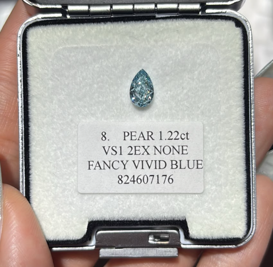JA261005-K172-C 8-粿石-水滴-8. PEAR 1.22ct VS1 2EX NONE FANCY VIVID BLUE 824607176(已包IGI證書)