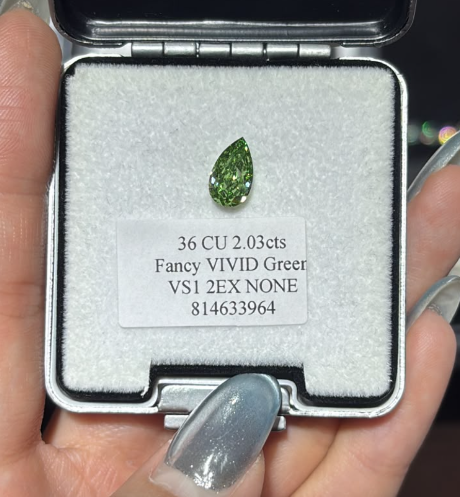 JA261005-K181-C 36-粿石-CU-36 CU 2.03cts Fancy VIVID Green VS1 2EX NONE 814633964(已包IGI證書)