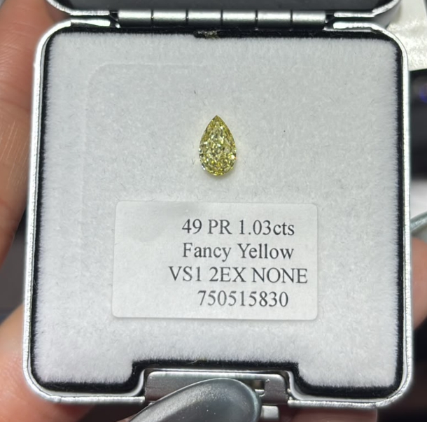 JA261005-K162-C 49-粿石-水滴-49 PR 1.03cts Fancy Yellow VS1 2EX NONE 750515830(已包IGI證書)