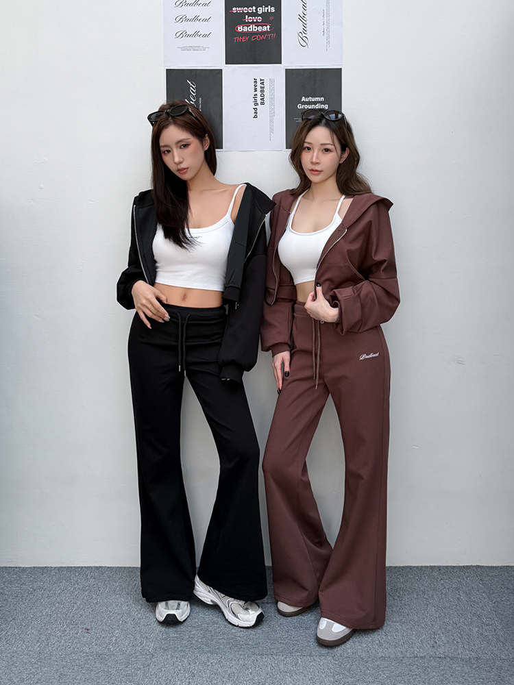 Badbeat 品牌刺繡連帽套裝（黑）不含小背心