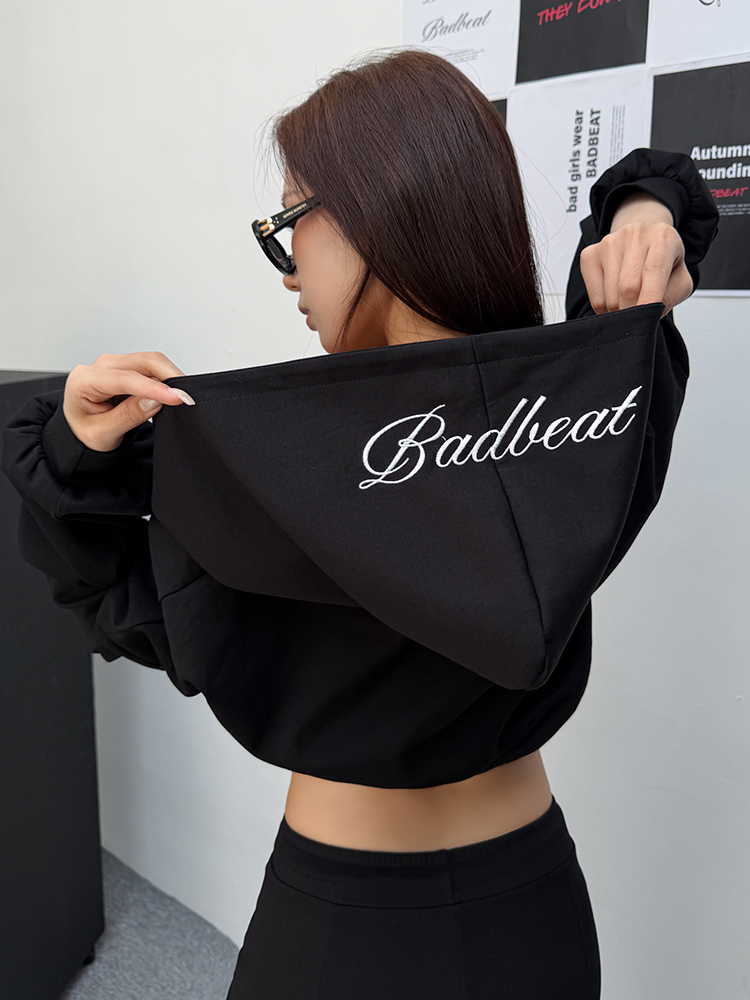 Badbeat 品牌刺繡連帽套裝（黑）不含小背心